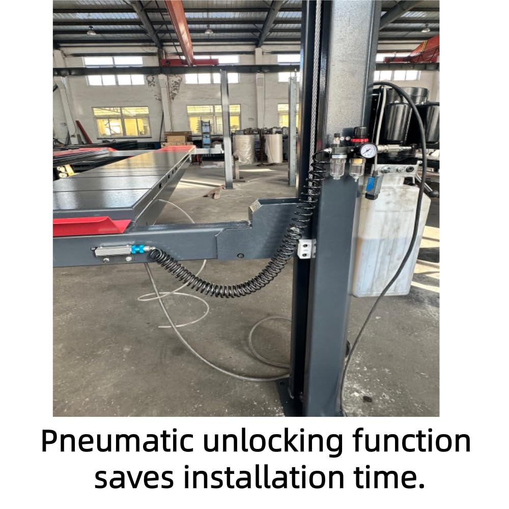 KT-4H120PX 12,000 Lbs 220V 4 Post Lift Alignment Commercial with 7000Lbs Rolling Jack Heavy Duty Four Post Car Lift，86.9" Lift Height 79" Drive-Thru Height Pneumatic Unlocking Fit for Repair Shop