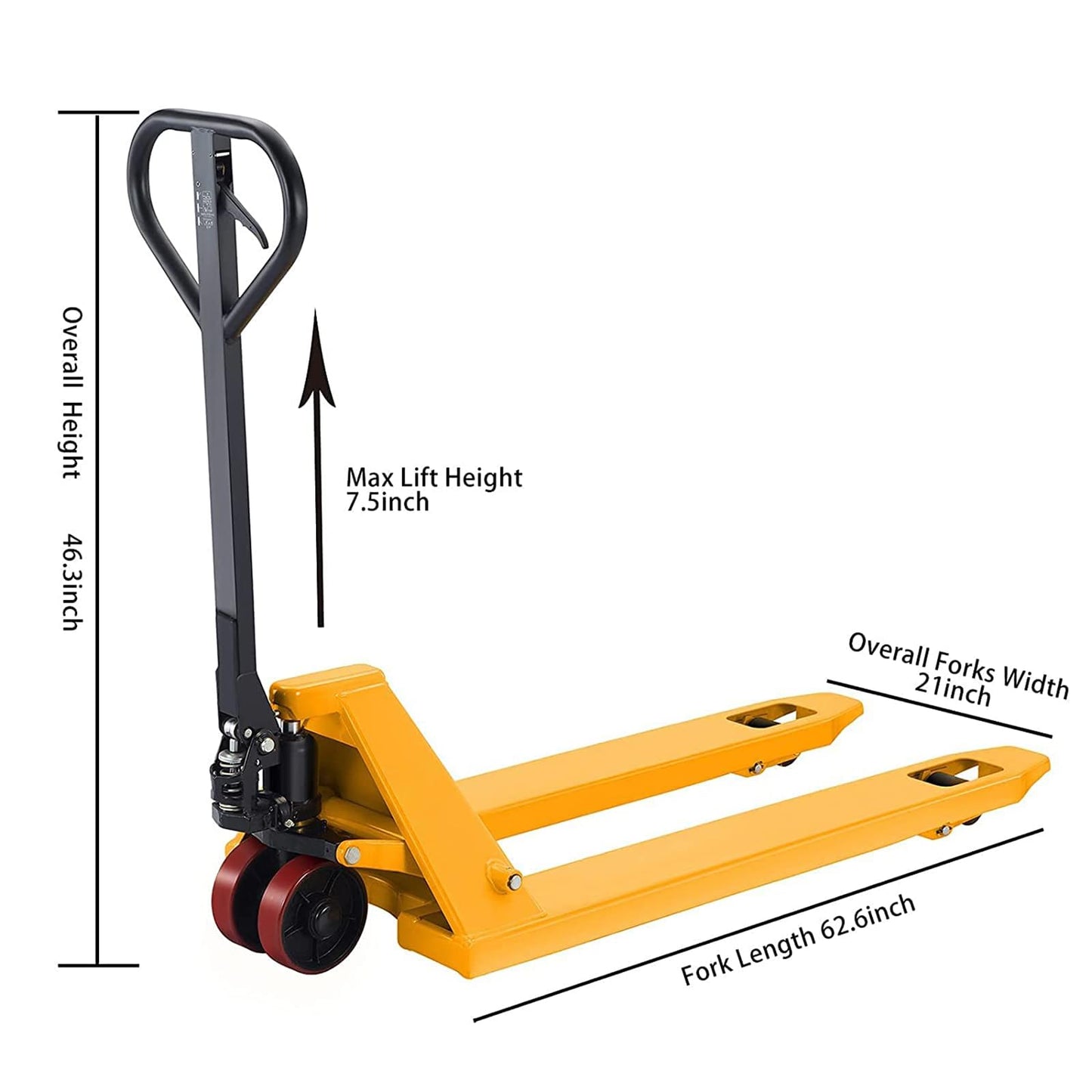 Manual Pallet Jack Hand Pallet Truck 48" L x 21“W 4400lbs Capacity