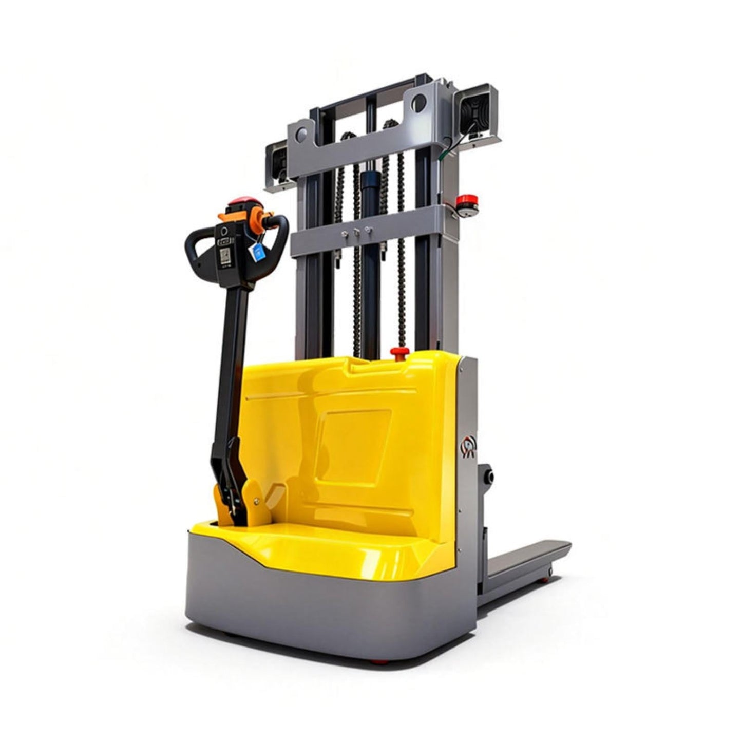 Electric Pallet Stacker Truck Machine, Battery Powered Forklift Lift Truck, Walk Behind Hydraulic Lifting Equipment, Warehouse Stacking Equipment, Material Handling Machine