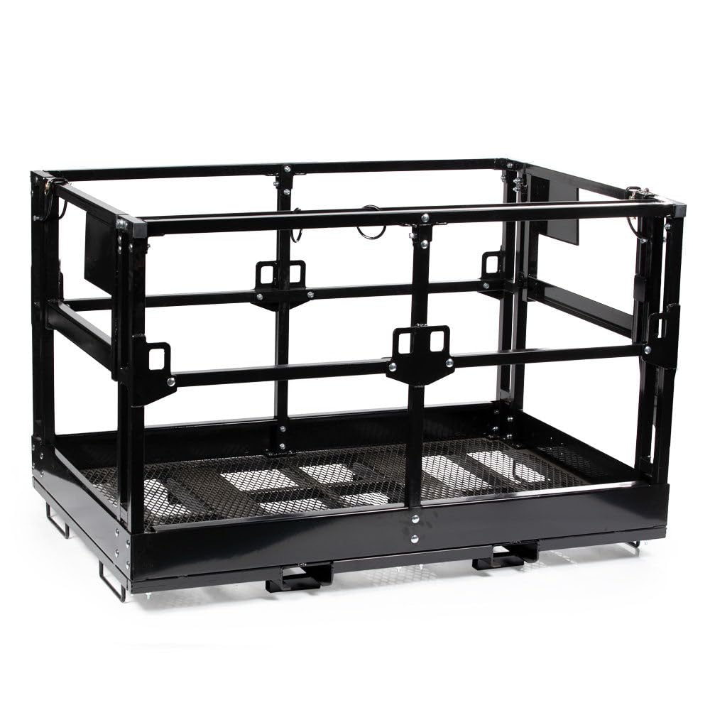 Titan Attachments 4' x 6' Mesh Telehandler Work Platform, Man Safety Basket, Forklift Attachment, Safety Cage