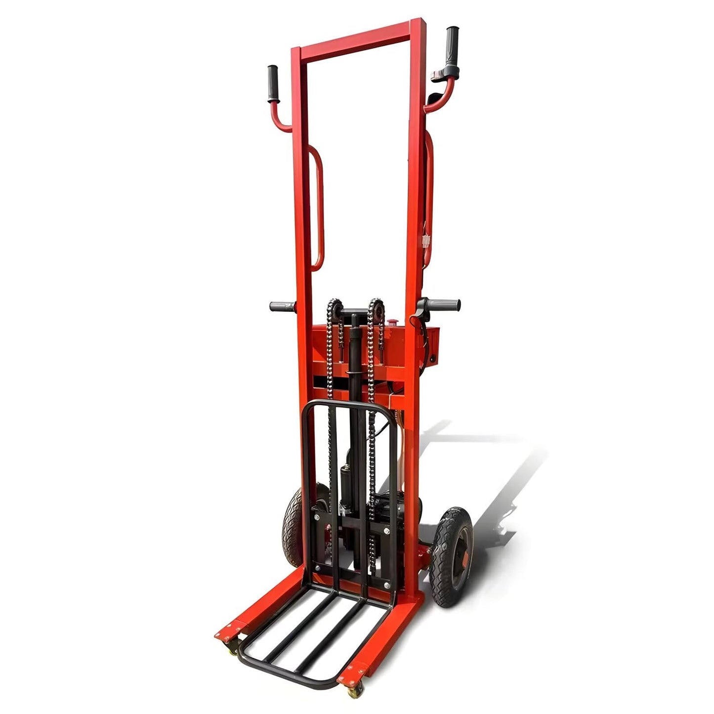 660LBS Load Capacity Fully Electric Material Lift, 4.9FT Height Lift Electric Hydraulic Pallet Stacker, Portable Electric Drive Fork Lift Truck Dolly