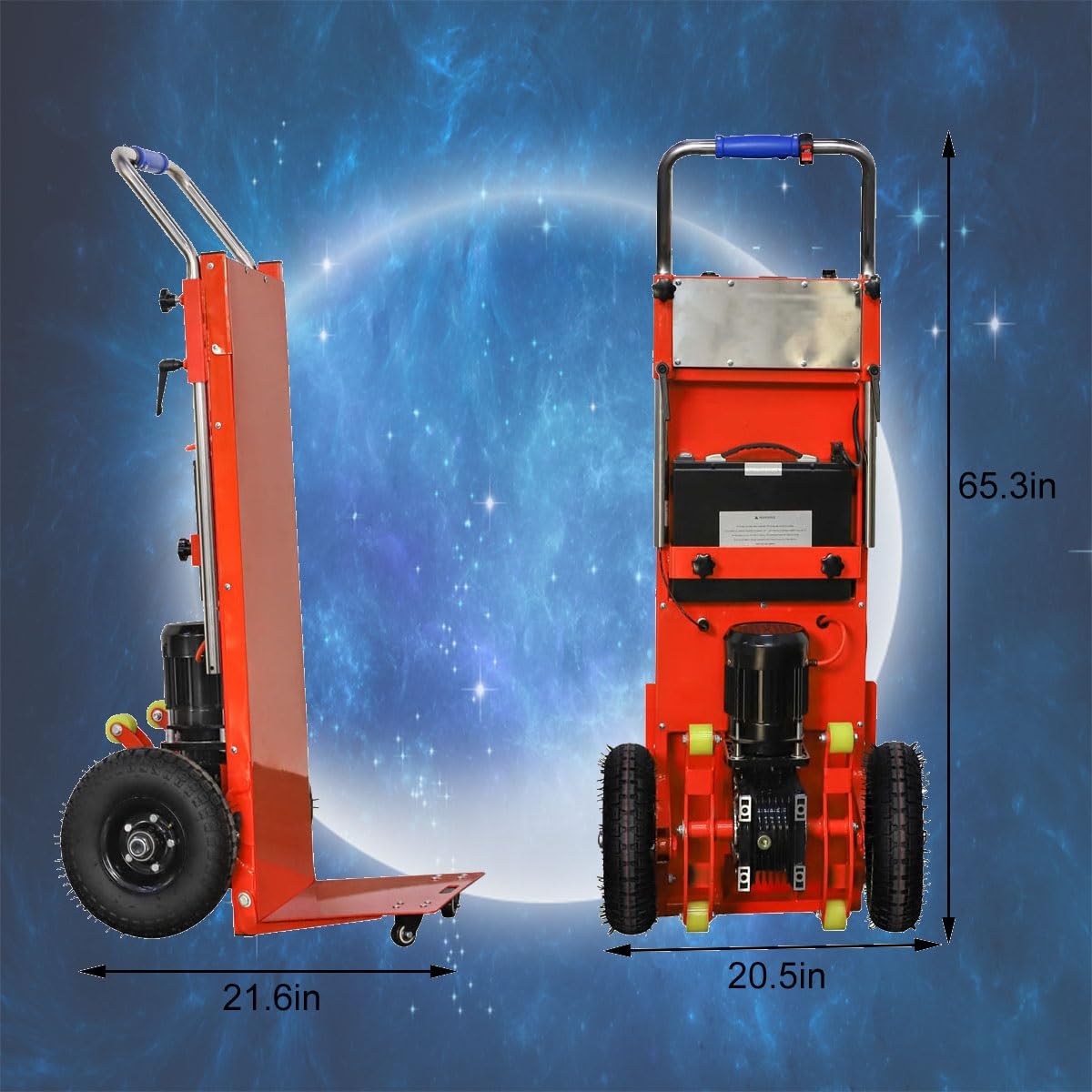 WMWZPYH Heavy Duty Stair Climber Cart for Carry Heavy Objects, 1200W Brushless Motor Powered Stair Climbing Hand Trucks, 881LB Capacity Electric Stair Climbing Dolly with Extensible Handle(Orange)