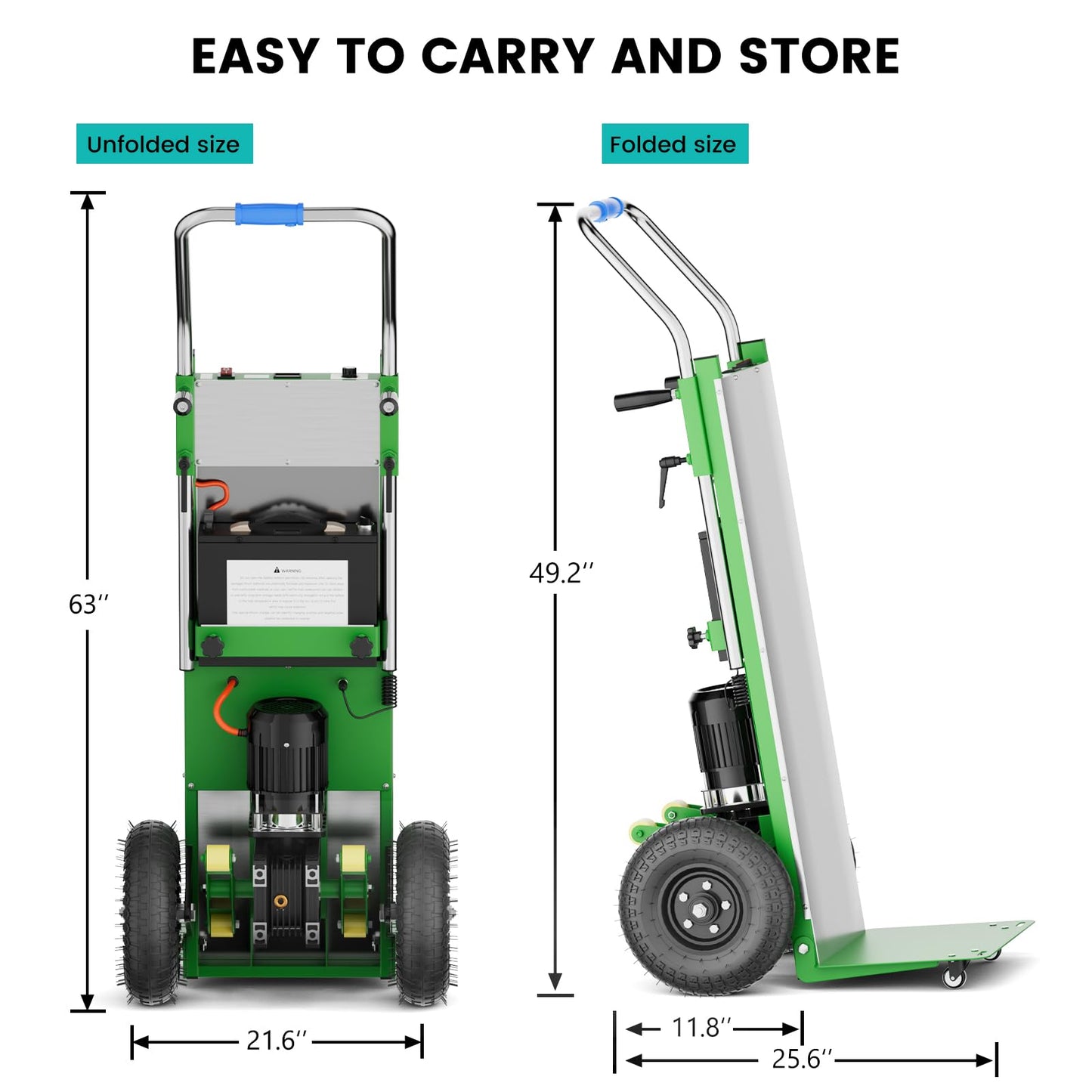 Electric Stair Climbing Dolly, 1200w Electric Hand Trucks Foldable, Large Capacity Stair Climbing Hand Trucks Dolly Cart with 4m Safety Rope, for Mobile Furniture Logistics Warehouse (Green)