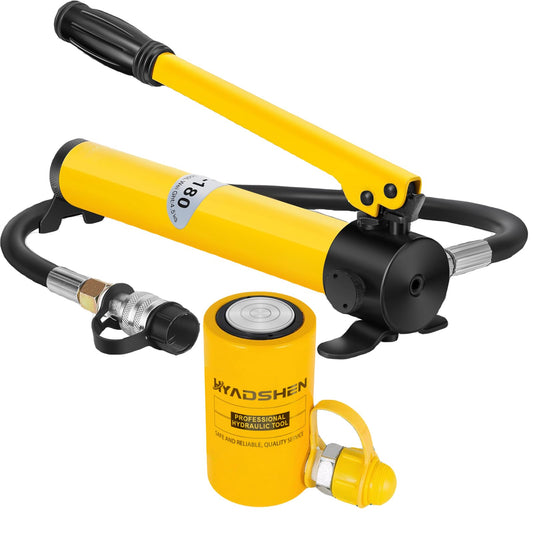 HYADSHEN 10 ton Hydraulic Cylinder Jack Sets Porta Power Ram Jack Kit with CP-180 Hydraulic Hand Pump, 2” Stroke Hydraulic Cylinder Jack Single Acting Lifting Cylinder Retract Automatically