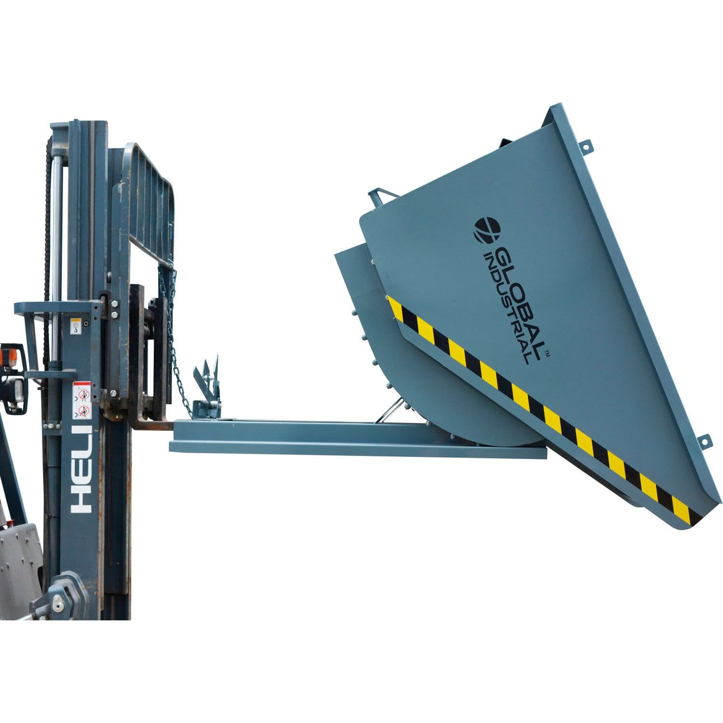 Global Industrial Medium Duty Self Dumping Forklift Hopper, 2 Cubic Yard, 4000 Lbs., Capacity, 11-Gauge Steel Construction, 64" L x 58" W x 46" H, Gray Powder Coat Finish