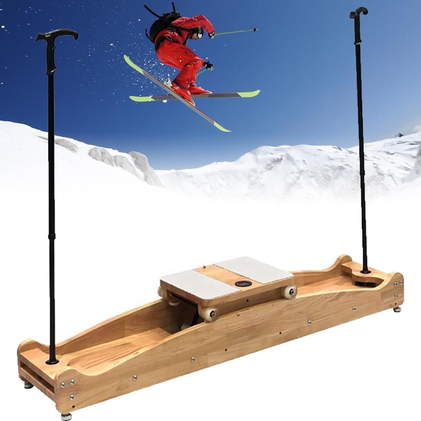 Aerobic Simulator Ski Trainer Machine, Multifunction Cardio Exercise Equipment, Body Balance Workout Machine with Adjustable Armrest, Indoor Simulated Ski Machine, for Beginner, Gym, Waist Strength