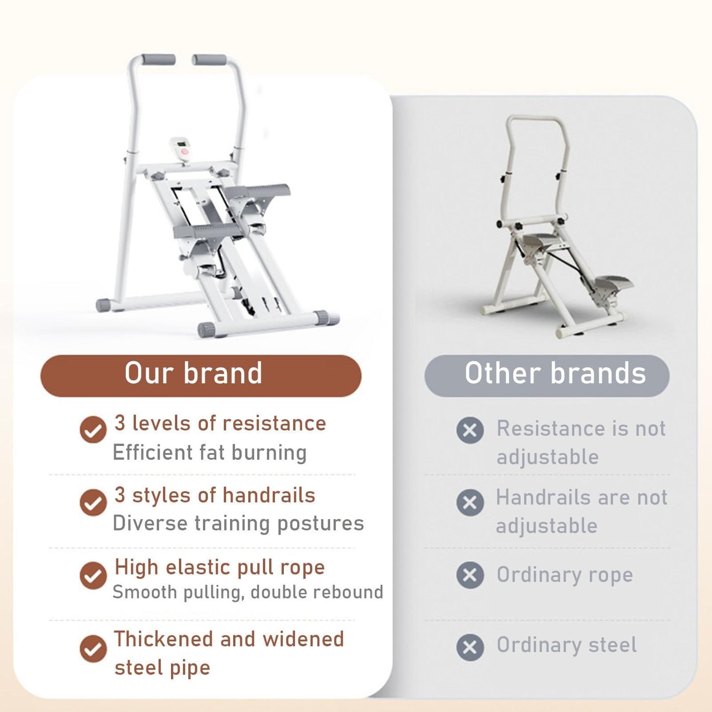 Vertical Climber Machine with 3-Speed Resistance Adjustment, Stair Stepper for Full-Body Workout, Folding Stair Climber Exercise Machine with Various Armrest Styles