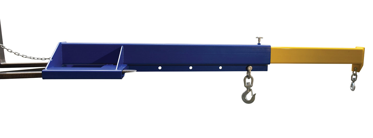 Vestil LM-EBT-8-24 Steel Economy Telescoping Lift Boom 24 In Fork Pocket Center 8,000 Lb. Capacity Blue and Yellow