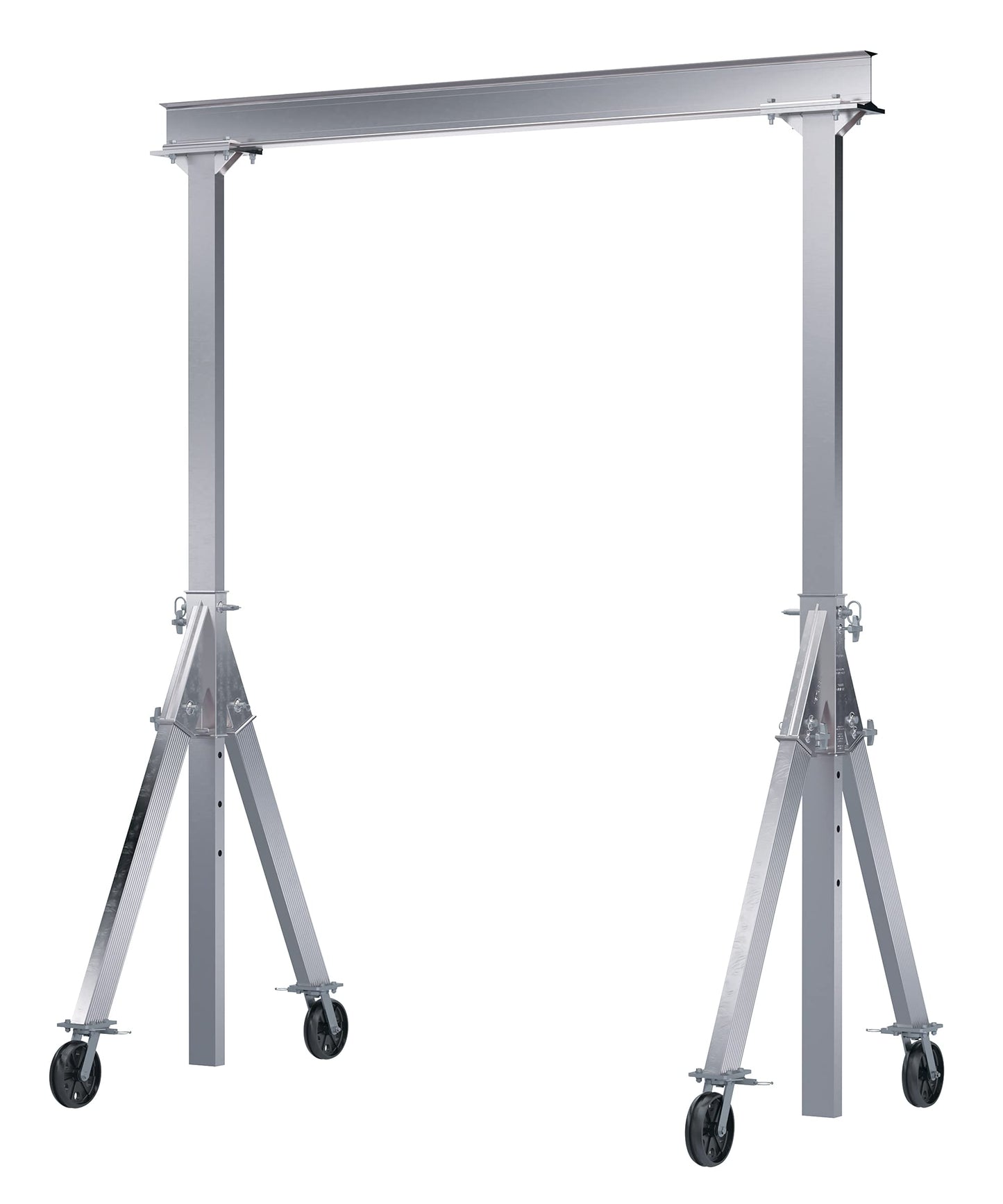 Vestil AHA-4-8-12-VG Aluminum Adjustable Height Gantry Crane with V-Groove Cast Iron Casters 8 Ft. x 12 Ft. 4000 Lb. Capacity Silver