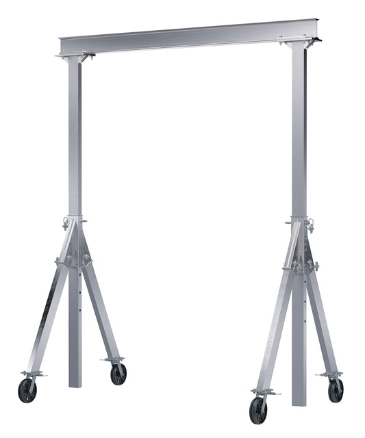 Vestil AHA-4-8-12-VG Aluminum Adjustable Height Gantry Crane with V-Groove Cast Iron Casters 8 Ft. x 12 Ft. 4000 Lb. Capacity Silver