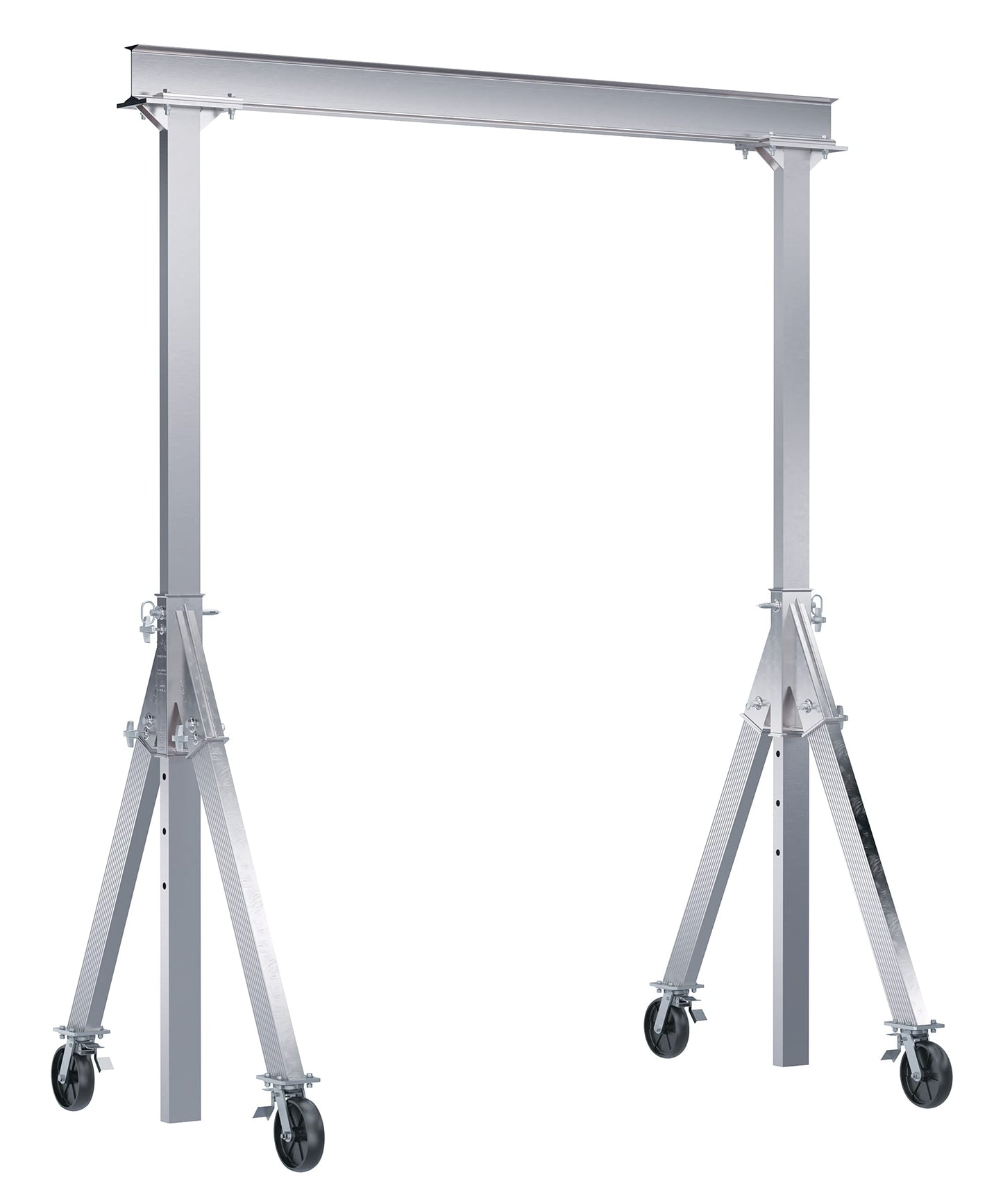 Vestil AHA-2-8-8-TLC Aluminum Adjustable Height Gantry Crane with Total Locking Glass Filled Nylon Casters 8 Ft. x 8 Ft. 2000 Lb. Capacity Silver