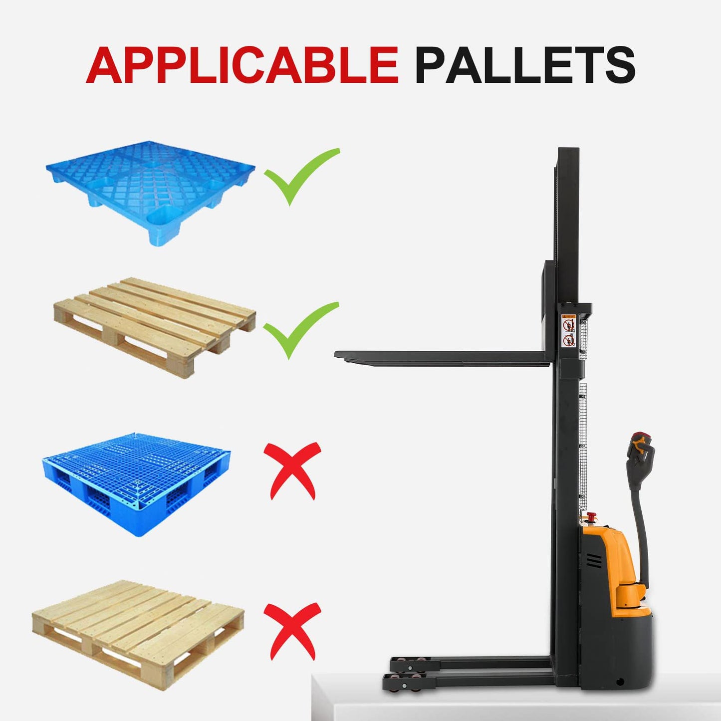 ToryCarrier Full Electric Walkie Pallet Stacker Material Lifting Tools with Fixed Legs 2640lbs Capacity Max Lift 118”Height