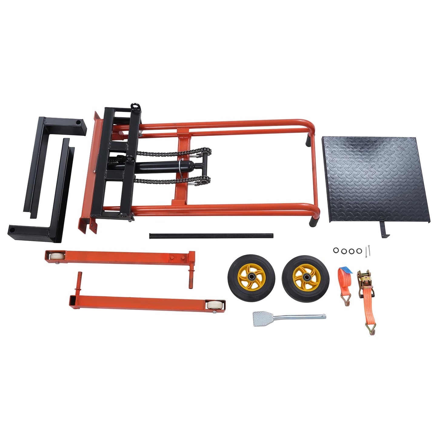 Hydraulic Material Lift Pallet Truck, 440 lbs/450 lbs/577lbs Material Lift Pallet Stacker with 2 Casters, Manual Stacker, Hydraulic Pallet Truck Dolly for Warehouse, Workshop (Max 36in, 450 lbs)