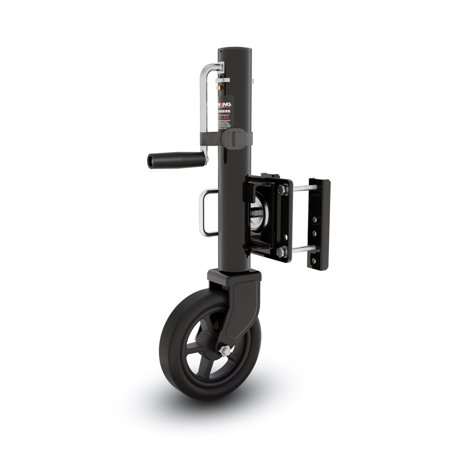 TOWKING 8" Spoke Wheel Trailer Jack, 10" Vertical Movement, 1500 lbs, for RV, Boat, Trailer and More, Black