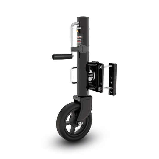 TOWKING 8" Spoke Wheel Trailer Jack, 10" Vertical Movement, 1500 lbs, for RV, Boat, Trailer and More, Black