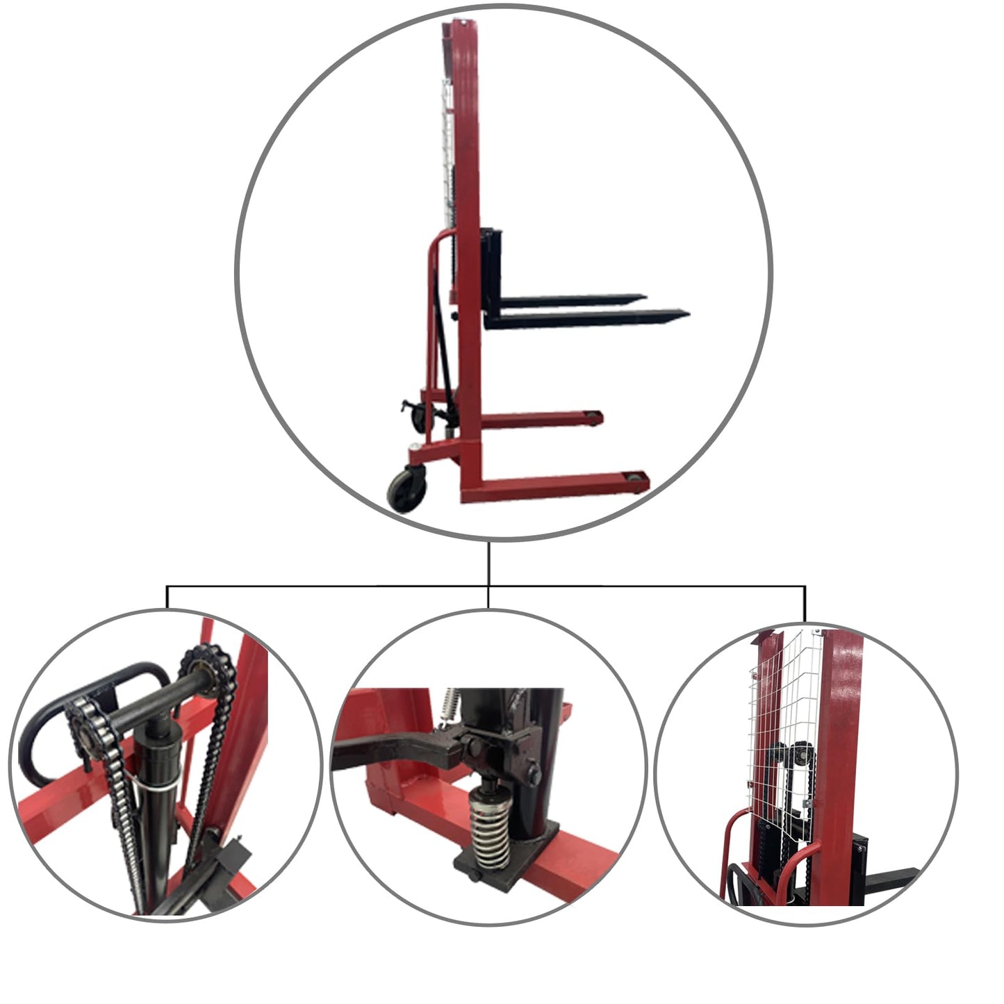 WYDDDARY 2205 lbs/1 Ton Manual Hydraulic Pump Walkie Stacker Forklift Reach Pallet Lift Forklift Truck for Single-Sided Lifting, Hoisting and Carrying