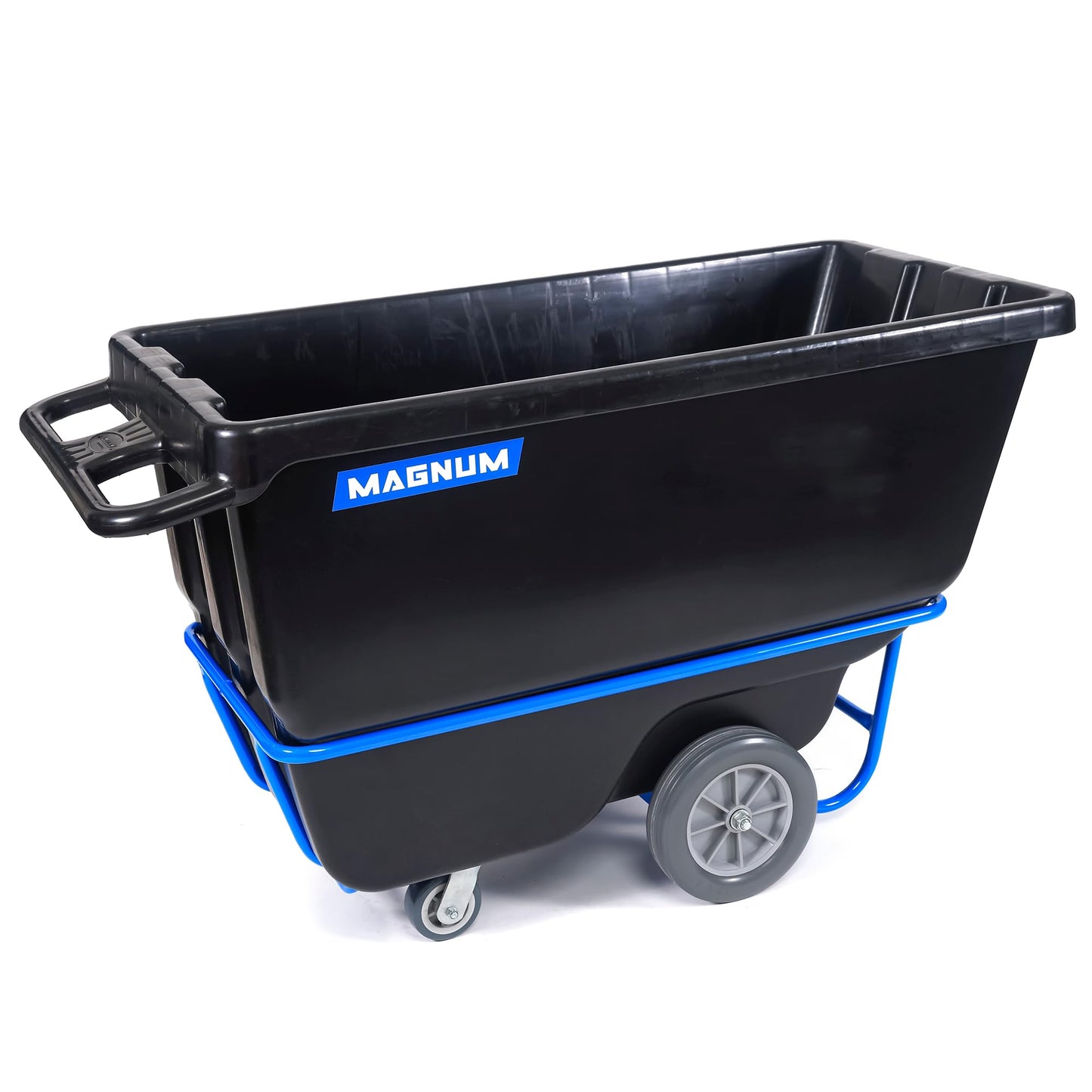 Magnum Tool Tilt Truck, 1/2 Cu. Yd. Capacity Dump Cart with Non-Marking 12” Wheels & 5” Casters & Forklift-able Frame for Jobsites, 850 lbs, Trash Cart with Wheels DUC12T-F-NM