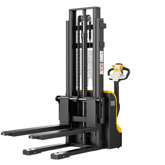 Manual and Electric Pallet Stacker Truck, High Lift Mobile Stackers, Compact Hydraulic Stackers for Warehouse, Factory, Supermarket, Logistics, and Small Space Material Handling