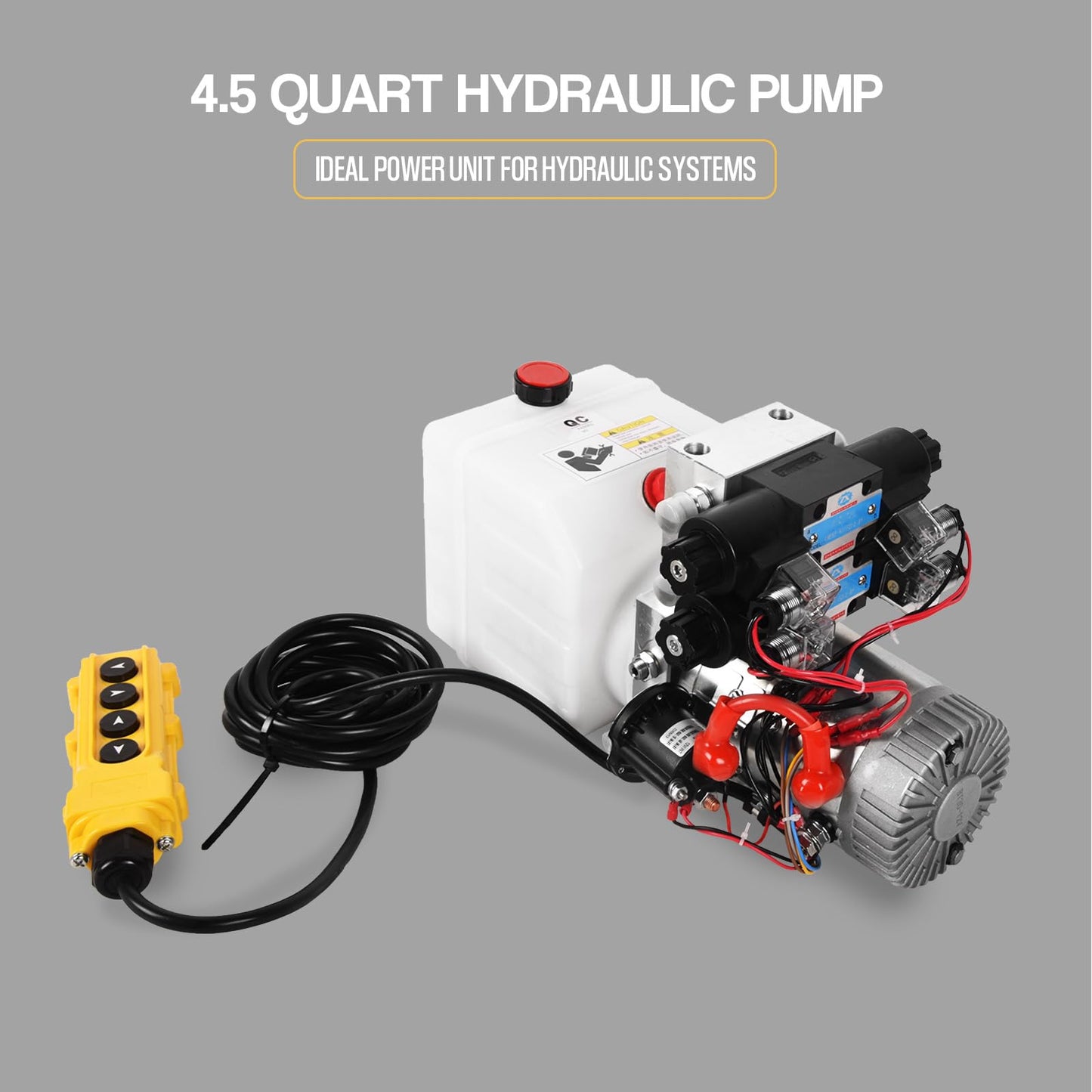 Doppy 4.5 Quart Hydraulic Power Unit,Double Acting Hydraulic Pump, 3200 PSI 12V DC Plastic Reservoir Hydraulic Pump Unit for Dump Trailer Car Lifting Platforms