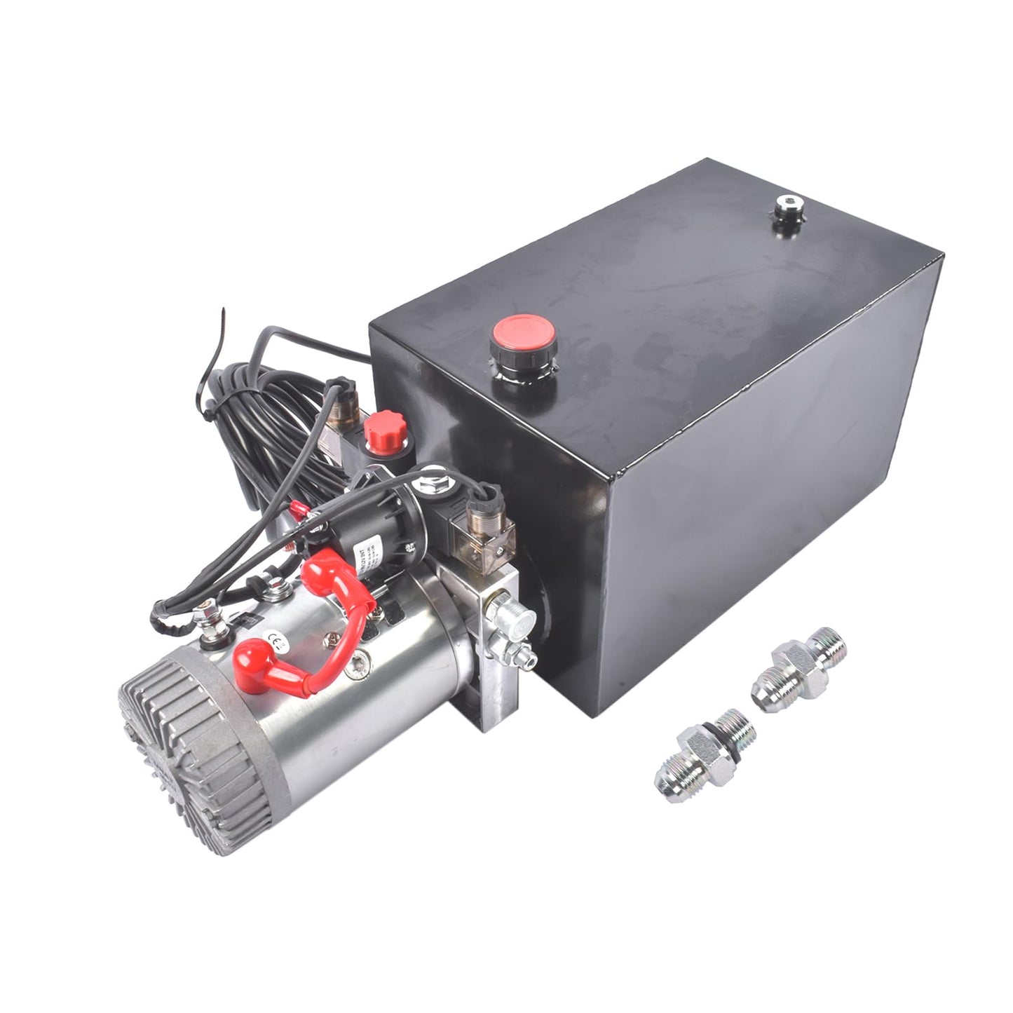 15 Quart 12V DC Hydraulic Power Unit, 3200 PSI Double Acting Hydraulic Pump with Metal Reservoir for Dump Trailers, Truck Hoists, Car Lifts, RV Leveling Jacks | Heavy Duty, SAE #6 Port, Mixizap