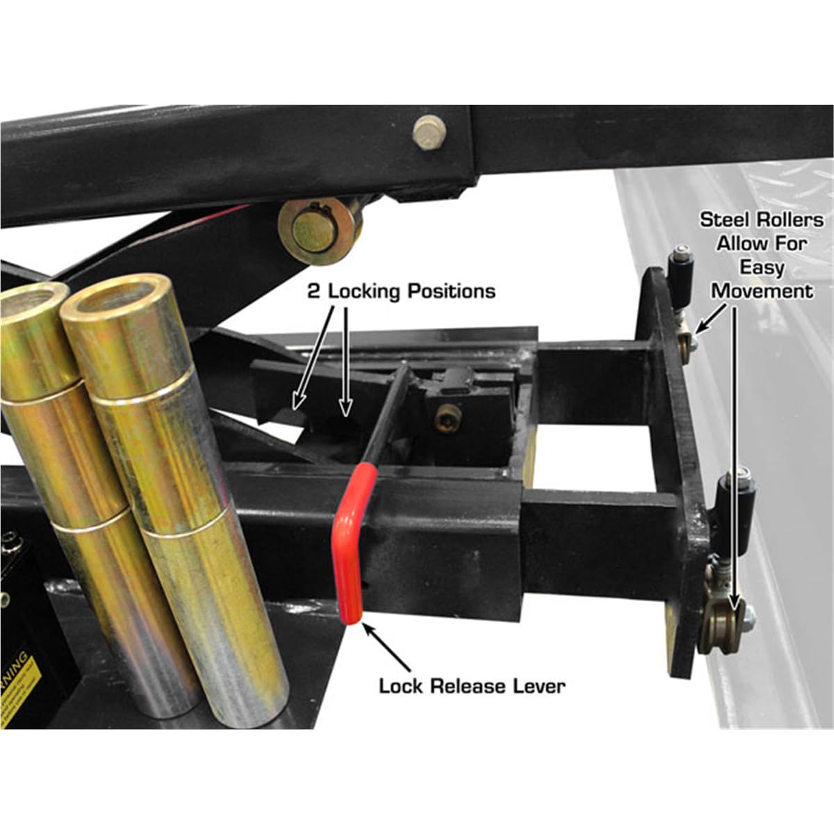 ATLAS Automotive Equipment RJ8000BK Rolling Bridge Jack, 8,000lb. Capacity, Air Hydraulic Operated, 70-115 PSI, Compact Size, Low Profile, Multiple Safety Lock Positions, 4 Piece Truck Adapters