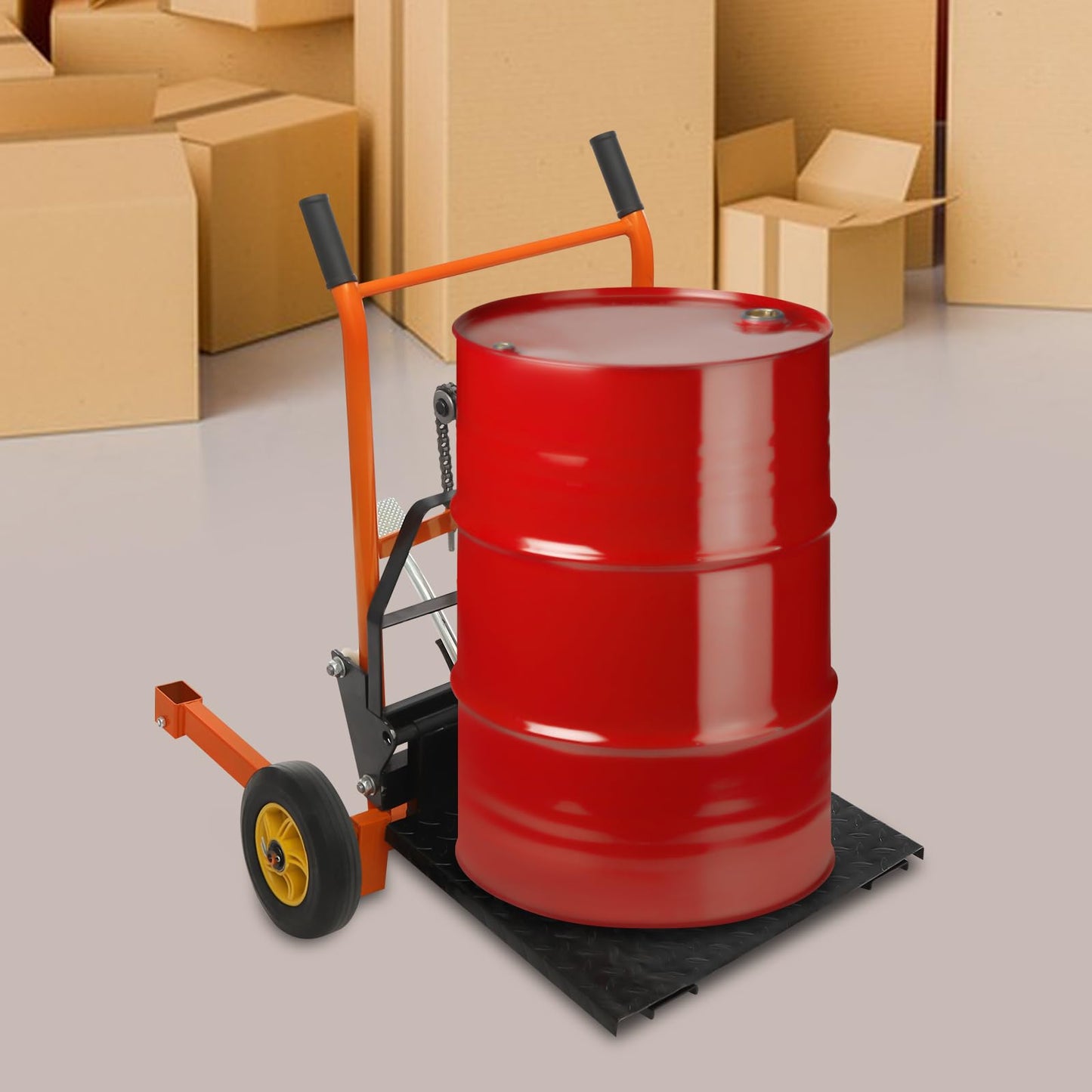 Hydraulic Material Lift Pallet Truck Portable Lift Winch Stacker with Swivel Wheels Adjustable Manual Winch Stacker 441lbs Capacity, 15.7" Max Lift, Removable Flat Bed