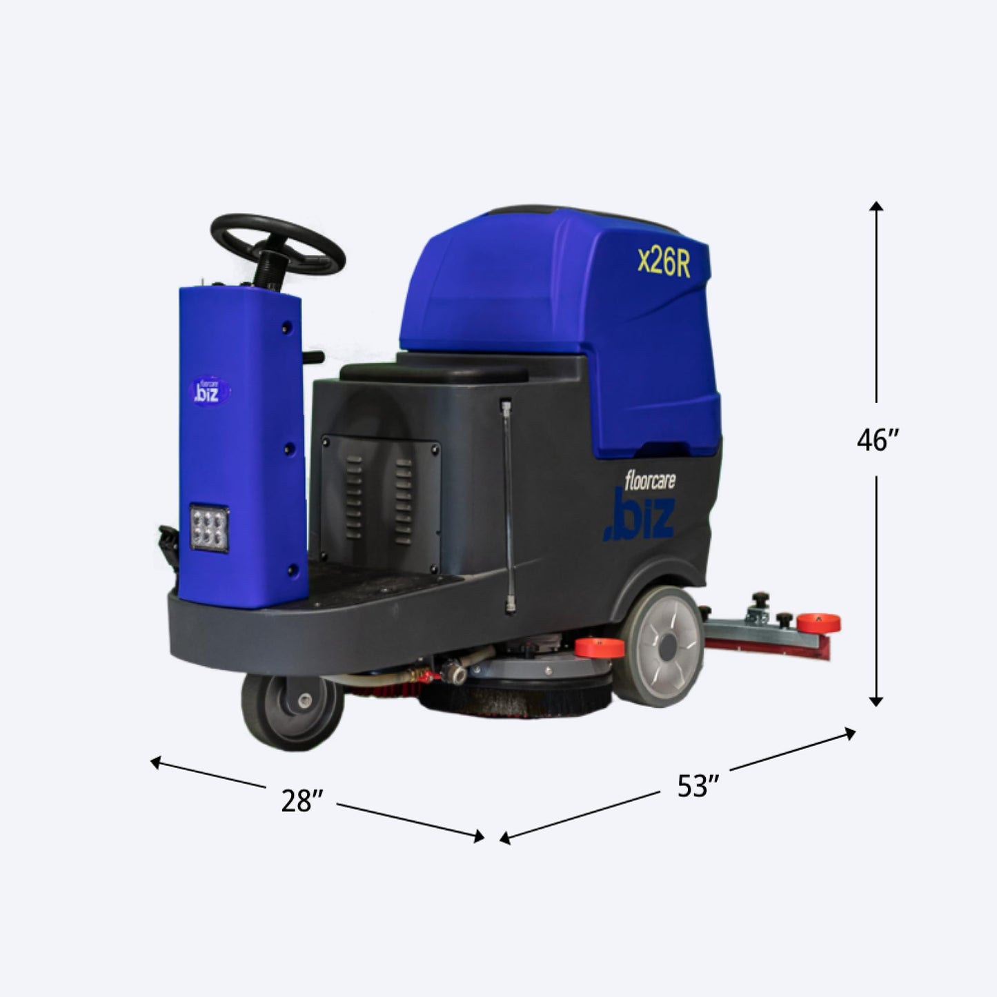 USA-CLEAN X26R Ride-On Auto Floor Scrubber Machine Bundle - 26" Cleaning Path, Battery-Powered, Large Tank Capacity - Includes Pad Drivers and Cleaning Pads