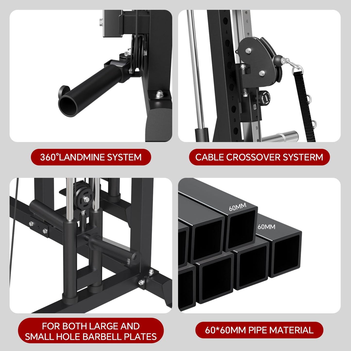 SPART Workout Station Angled Smith Machine,Cage System-Home Gym Multifunction Rack,Workout Equipment with Smithe Bar, LAT Pull-Down Systems, Cable Crossover Machine and Cable Attachment