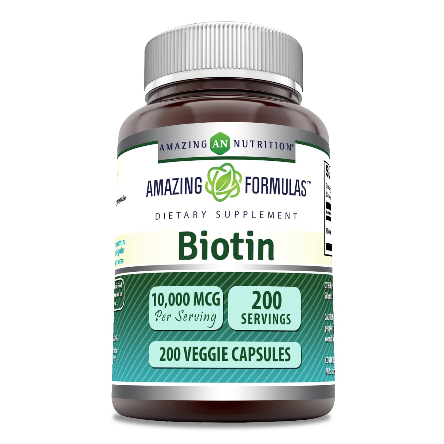 Amazing Formulas Biotin 10,000 Mcg Supplement | 200 Veggie Capsules | Non-GMO | Gluten-Free | Made in USA | Suitable for Vegetarians