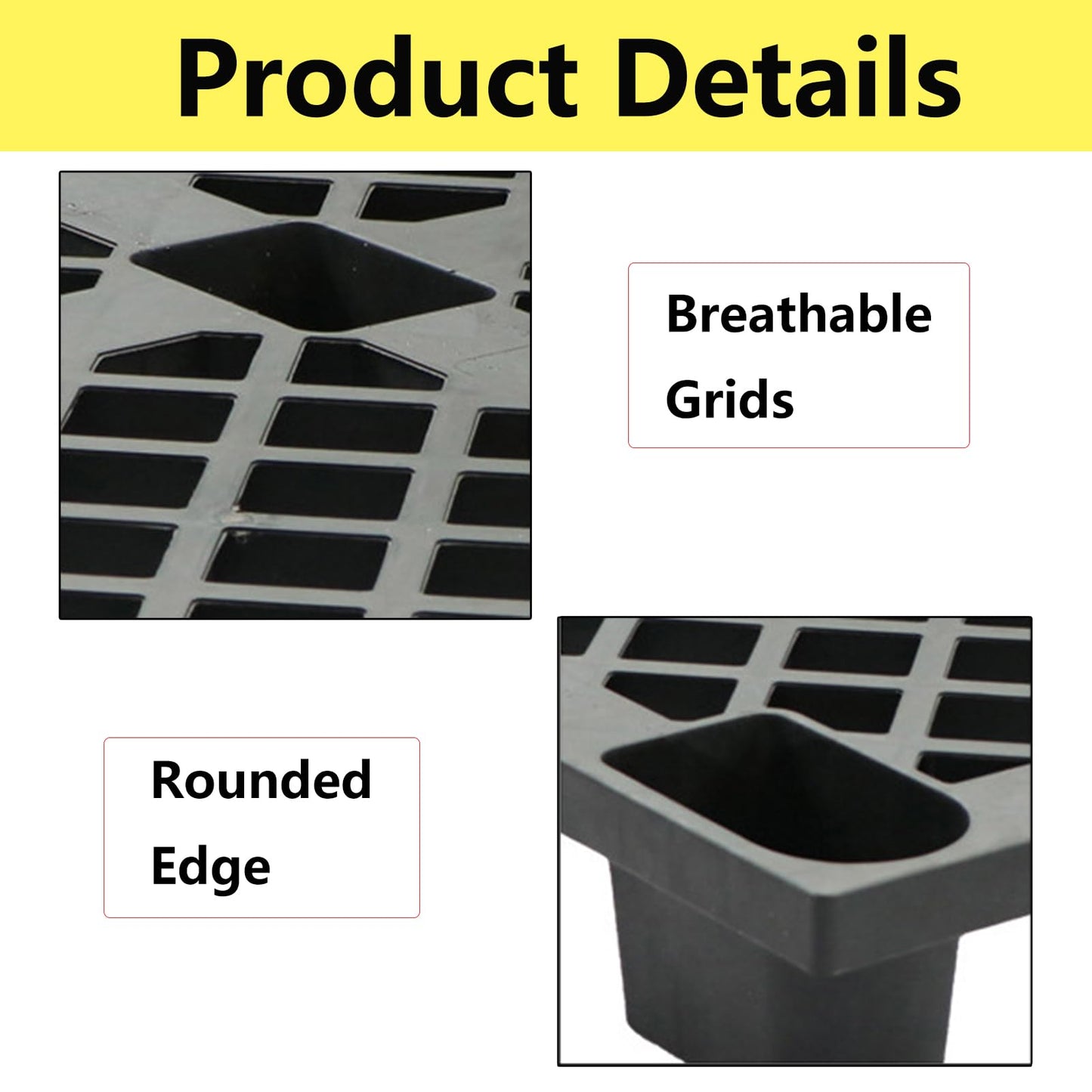 Jeracino Plastic Pallet, Plastic Storage Pallet With Interlocking Design, Plastic Floor Pallet, 23.6 x 15.7 x 3.9" 6-Pack, Plastic Pallet Platform With Waterproof Grids, Plastic Shipping Pallet, Black