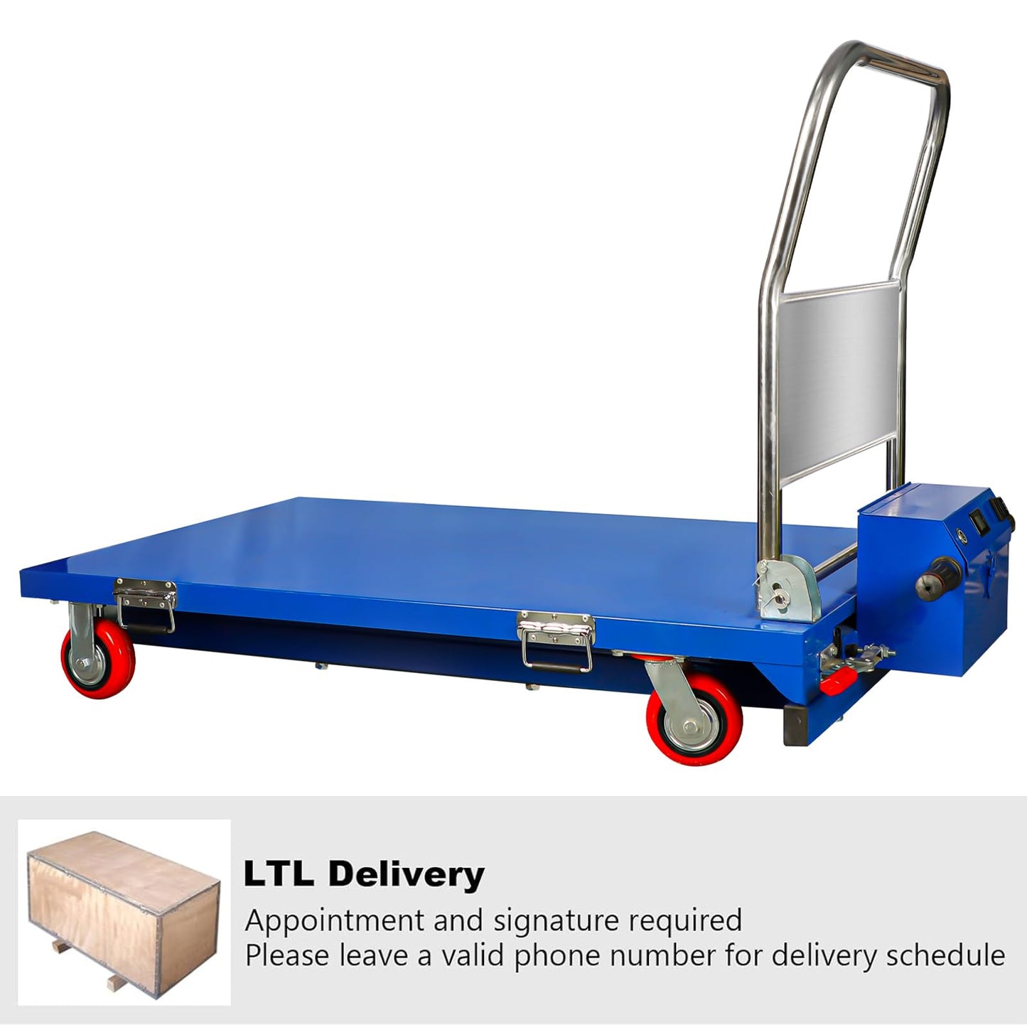 RXFSP Electric Lifting Platform Truck, Material Lift Pallet Truck, 600lbs Capacity 43" Lifting Height Lift Table Cart, Scissor Cart for Material Handling, Effortlessly Enter and Out