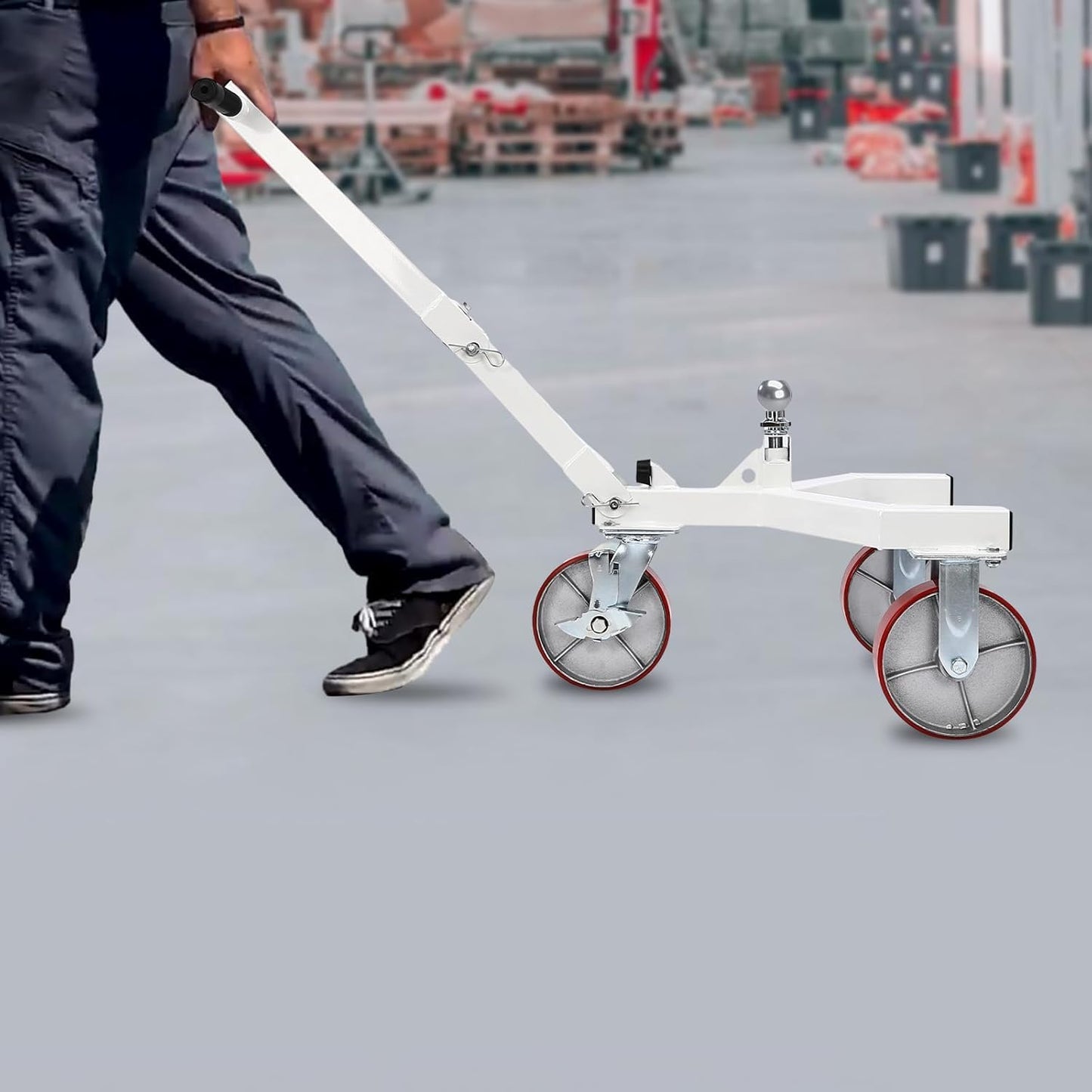 Trailer Dolly, 3500lbs Tongue Weight Capacity, Adjustable Trailer Dolly for Moving Heavy Equipment, Mover for RV, Boat, Camper, Enclosed Trailers, Adjustable Handle Length for Moving RV Trailer