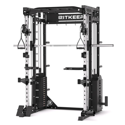 Home Gym Smith Machine with 400lb Weight Stacks – 6-in-1 Power Rack, Crossover, Pull-Up & Dip Station, Workout Eequipment for Home Gym – RitKeep PMAX-5600 Pro