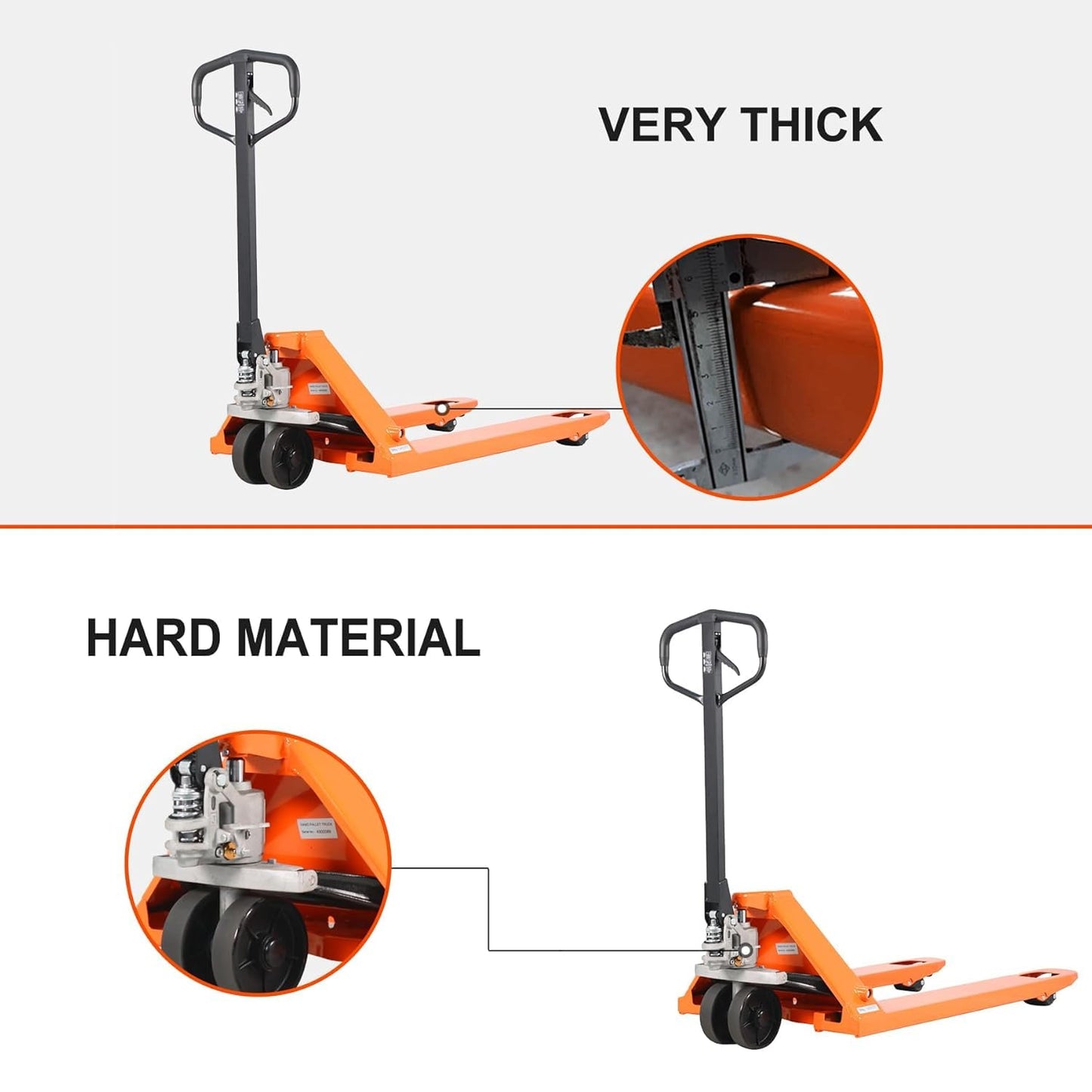Tory Carrier Pallet Jack Truck 5500 lbs Capacity, 21" x 48" Forks, Heavy Duty Manual Pallet Truck with Non-Marking PU Wheels for Narrow Aisles Warehouse, Workshops