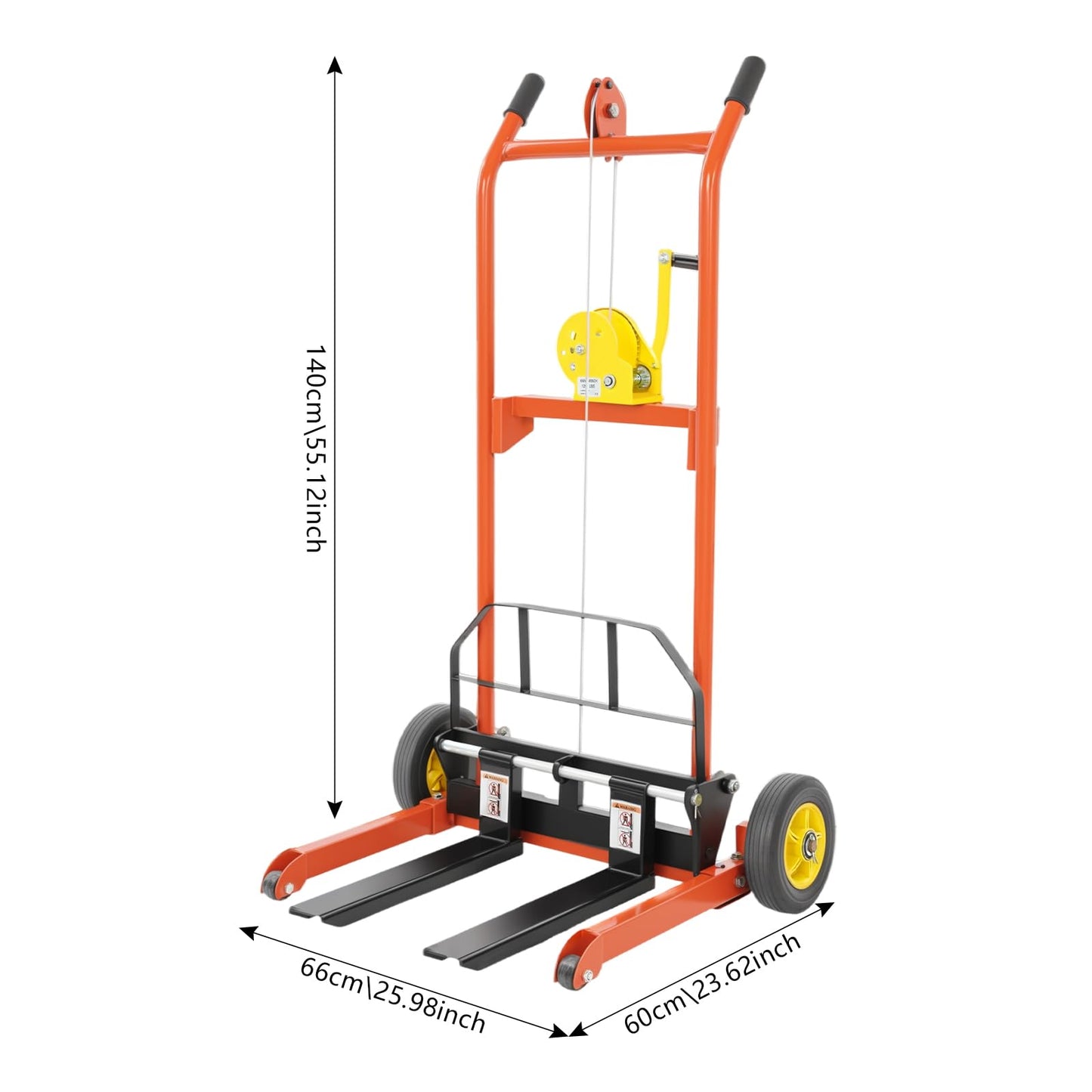 YUMIONB Lift Winch Stacker, 441 lbs 2.36-15.7in Height Adjustable Fork Lift Stacker Hydraulic Material Lift Winch Stacker Materials Lifts Pallet Truck for Warehouse, Workshop (40in 330lbs)