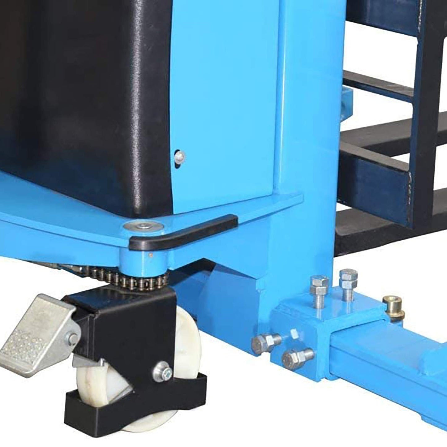 DAZONE Semi-Electric Pallet Stacker Straddle Pallet Truck Forklift Powered High Material Lifts Pallet Jacks with Adjustable Forks Support Legs,118'' Raised Height with Adjustable Fork,3300 Lbs Blue