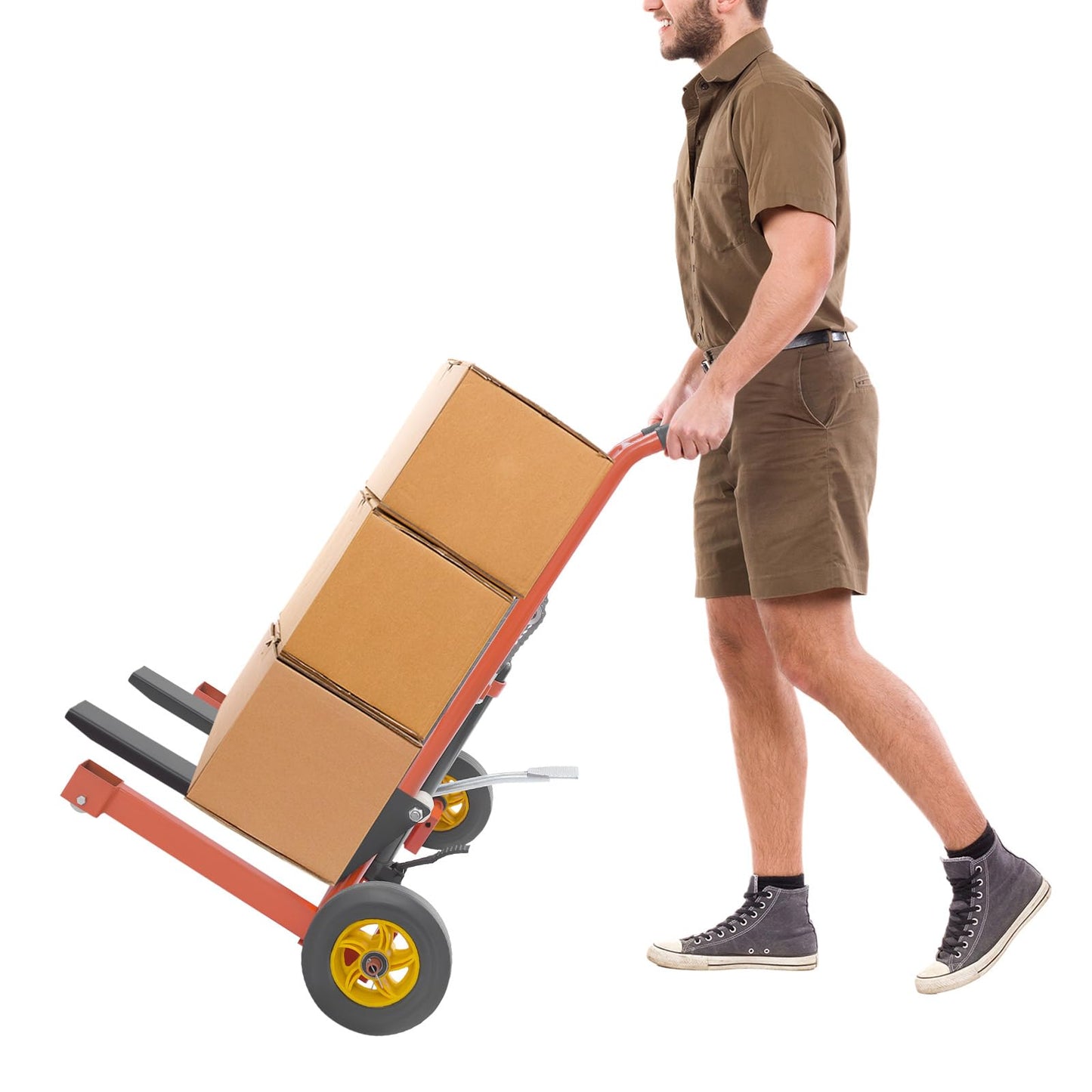 CUBELLIN Hydraulic Material Fork Lift 36" Max Lift Height Material Lift Winch Stacker with 9" Casters Pallet Truck Dolly Hydraulic Pallet Lift Table for Warehouse, Workshop (577LBS)