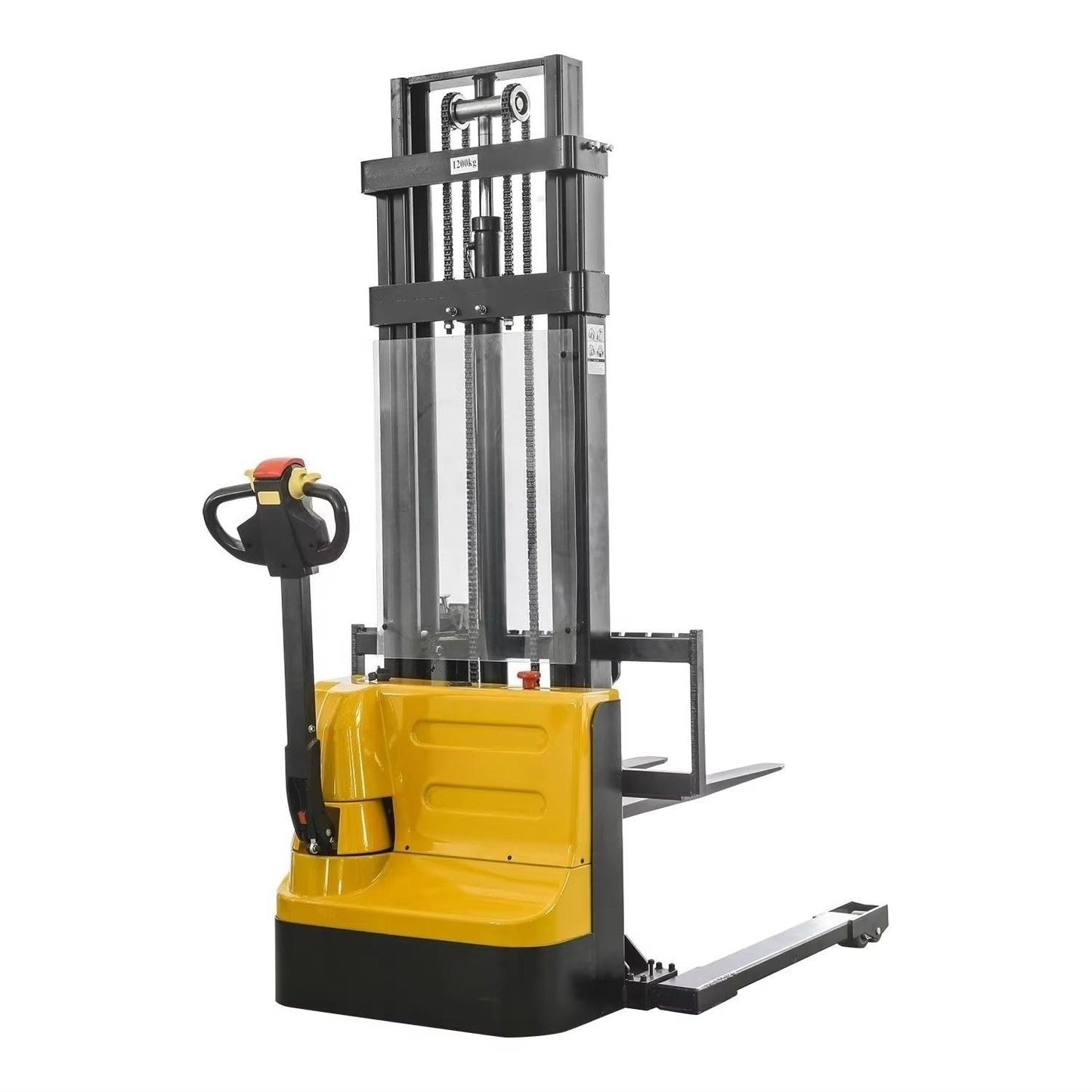 Automated Warehouse Stacker, Semi Electric Portable Self-Loading Stackers Pallet, 3000mm Lifting Height, 1150mm Fork Length, PU Wheels, Outdoor and Indoor Pavement Use