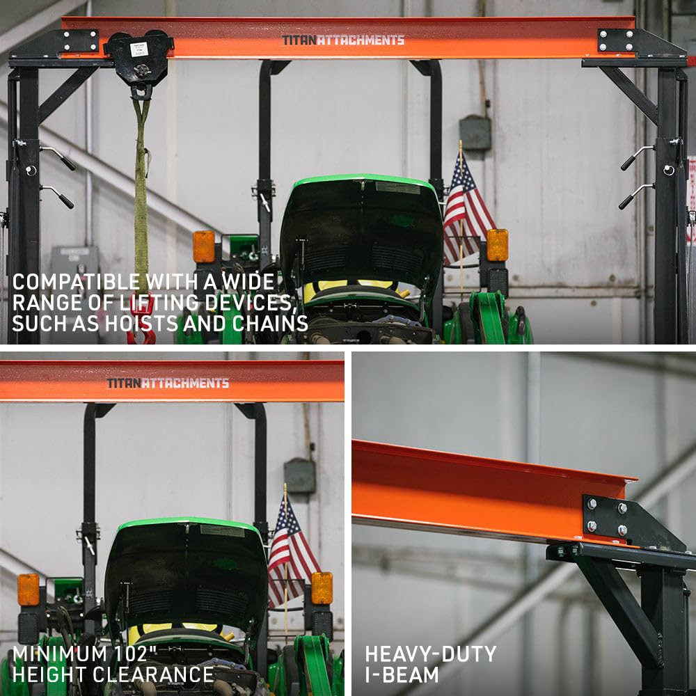 Titan Attachments Telescoping Gantry Crane, 2 Ton Capacity, Shop Lift Hoist Rated 4,000 LB, Portable Design with Locking Wheels, Adjustable Height up to 12 FT, Durable Steel Construction, Frame Only