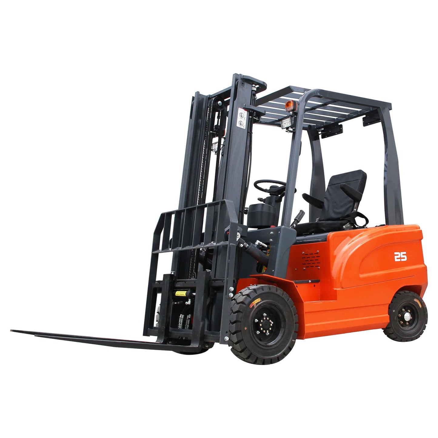 2.5 Ton Electric Forklift Pallet Stacker, Compact Forklift Capacity Heavy Duty Industrial Material Handler for Warehouse Factory Logistics Lead Acid Battery Powered, Moved Sideways (Orange)