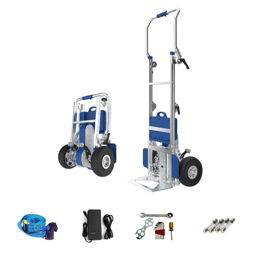 XSTO ZW7170GFC Folding Stair Climbing Hand Trucks Dolly for Moving, 375lbs Load Heavy Duty, Electric Stair Climber Cart with Brakes