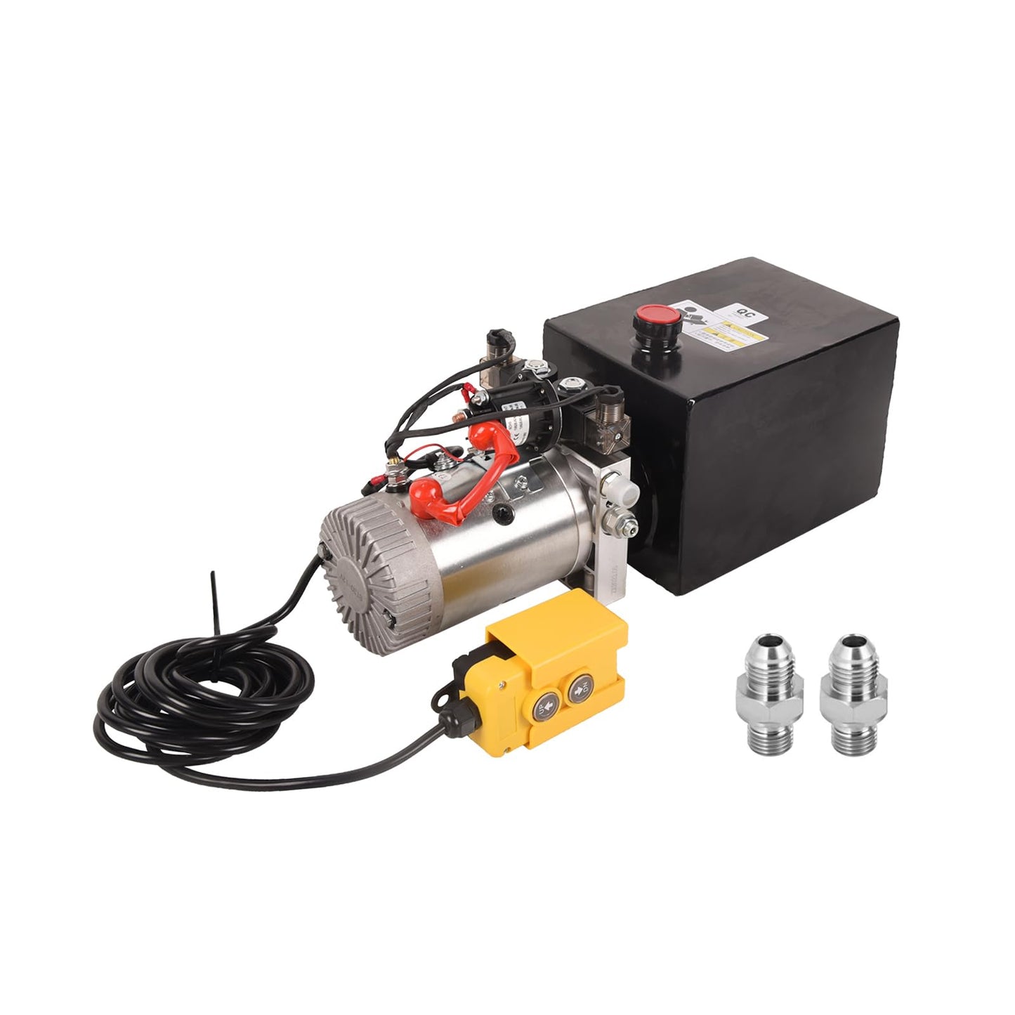 Doppy 8 Quart Hydraulic Power Unit,2 Gallon Double Acting Hydraulic Pump, 3200 PSI 12V DC Metal Reservoir Hydraulic Pump Unit for Dump Trailer Car Lifting Platforms