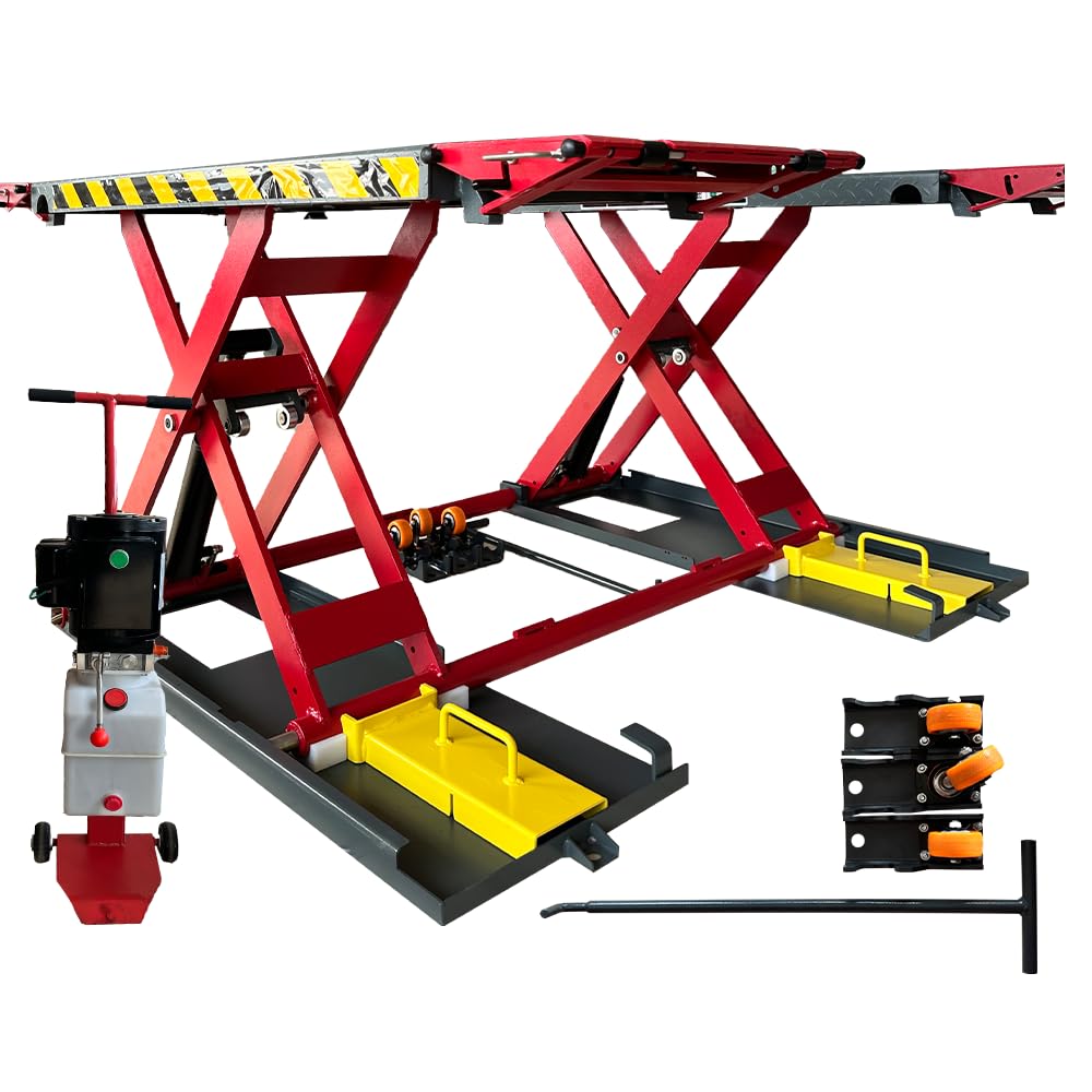 KT-X77 7000 lbs Scissor Lift - 110V Portable Car Lift for Cars SUVs Light Trucks, 39.37" Max Height, Heavy Duty Quick Jack Adjustable for Garage Shop, Fit Low-Profile Cars