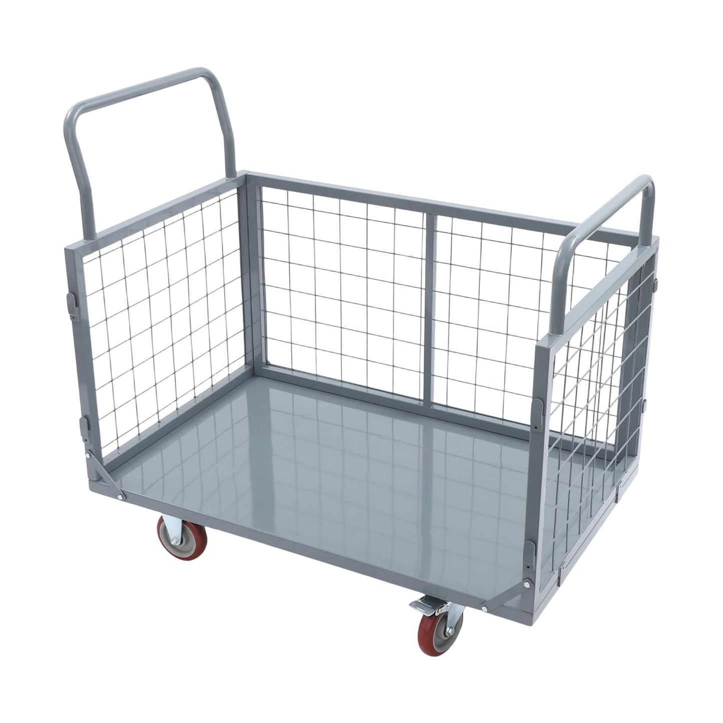 38.4" x 23.6" x 37.9" Platform Truck Cart with Cage, 5 in 1 Flatbed Cart 2000 lbs Heavy Duty Hand Truck Moving Platform Trucks Hand Carts for Groceries, Garage