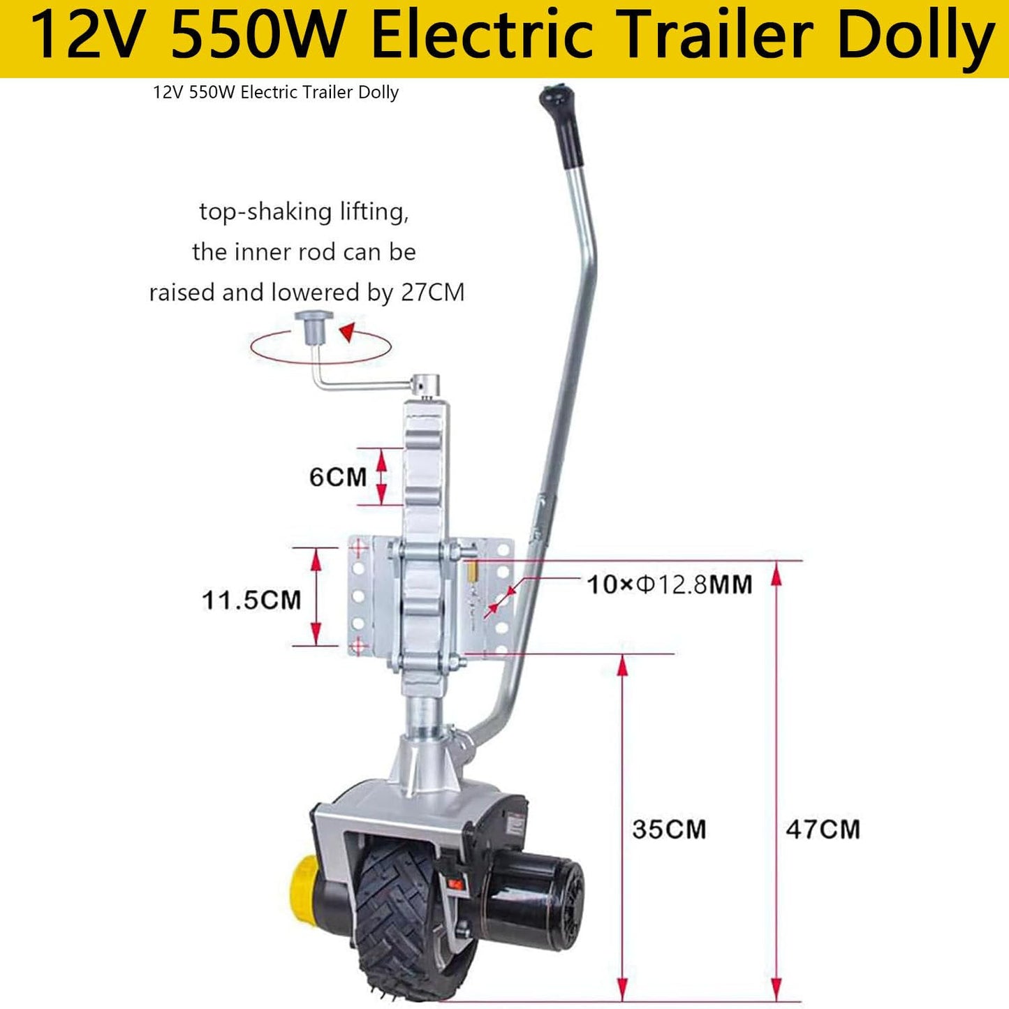 Electric Trailer Dolly, Caravan Mover Trailer Jack with Wheel, Motorized Jack Trailer RV Motor Mover, Adjustable Height,Universal Fit for Trailer, Caravan, Boat