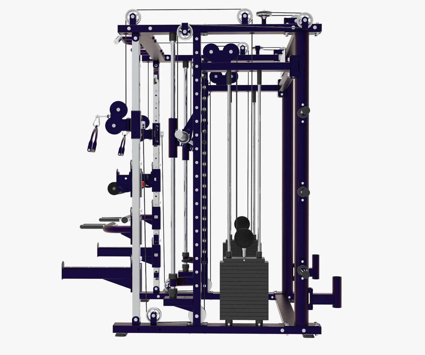 2025 Commercial Home Gym Smith Machine 2.0 - Smith Machine w/ Cross Cables - Built in 352 lbs Stack Weights - Midnight (Black w/ Hint of Purple) - Standard