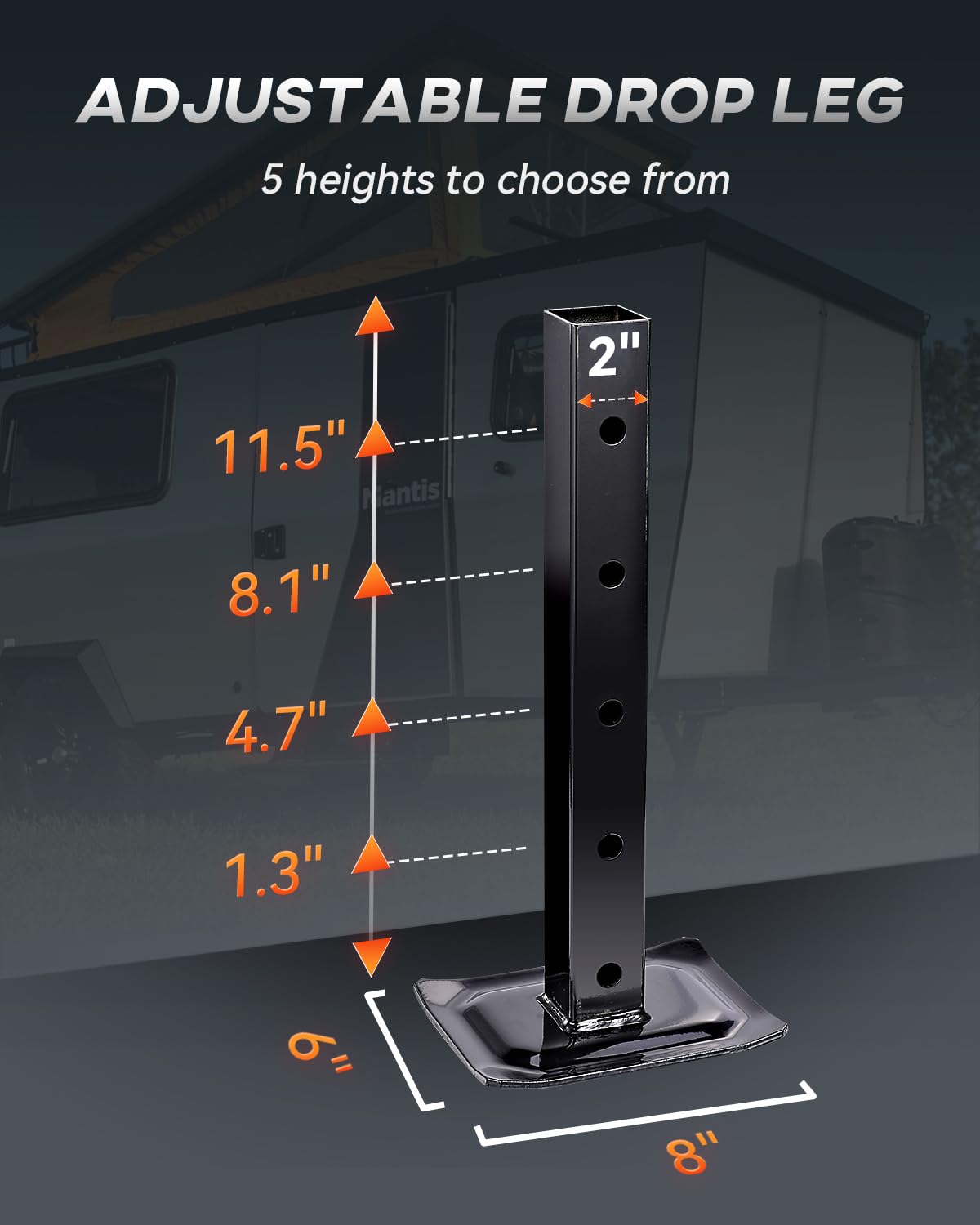 FZZD 8000 lbs Heavy Duty Trailer Jack, 28.6" Vertical Travel, Adjustable Drop Leg, for Utility Trailers, Yacht Trailers, Boat Trailer Jacks,Black