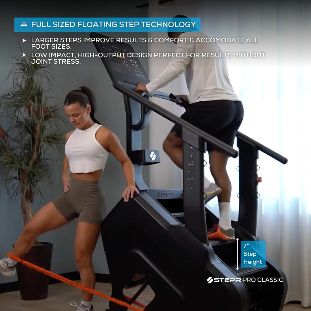 STEPR PRO Classic Stair Master with LED Touchscreen, Commercial Grade Stairmaster Machine for Home, 190 Steps/Min, Resistance Band Attachments, 400 lb Capacity