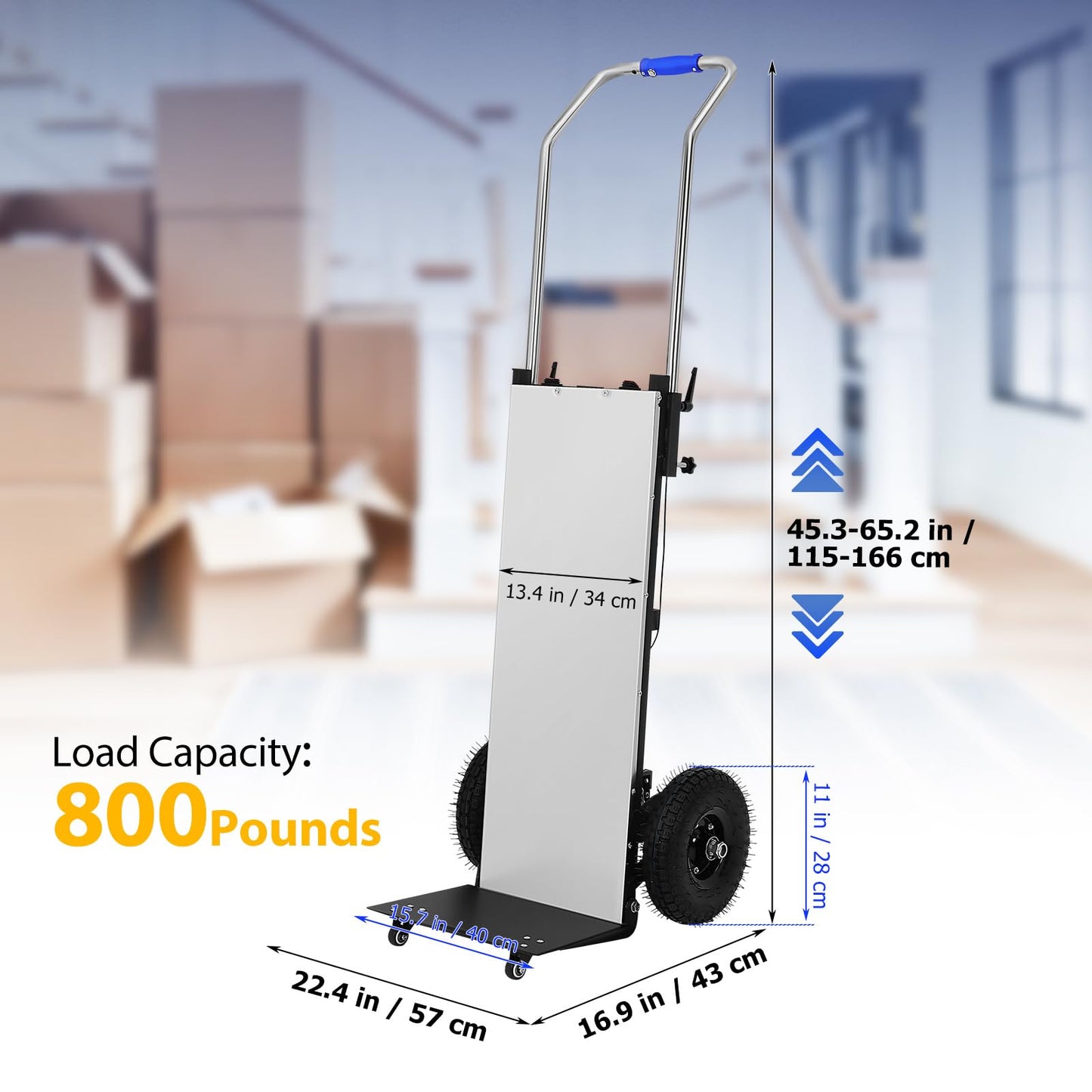 1200W Electric Stair Climbing Dolly, 900LBS Electric Hand Trucks Foldable, Heavy Duty Stair Climber, Foldable Stair Climbing Cart with Telescopic Handle for Moving Furniture Fridge Appliance