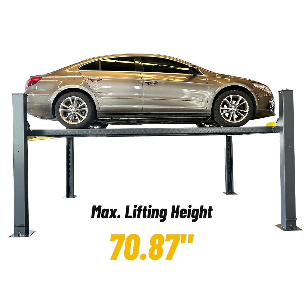 KATOOL 8500 lbs 4-Post Portable Storage Service Car Lift with Casters Kits Extra Tall Extra Long Extra Wide 4-Post Portable Storage Service Lift Home Parking Lift 36 Months Part Replacement